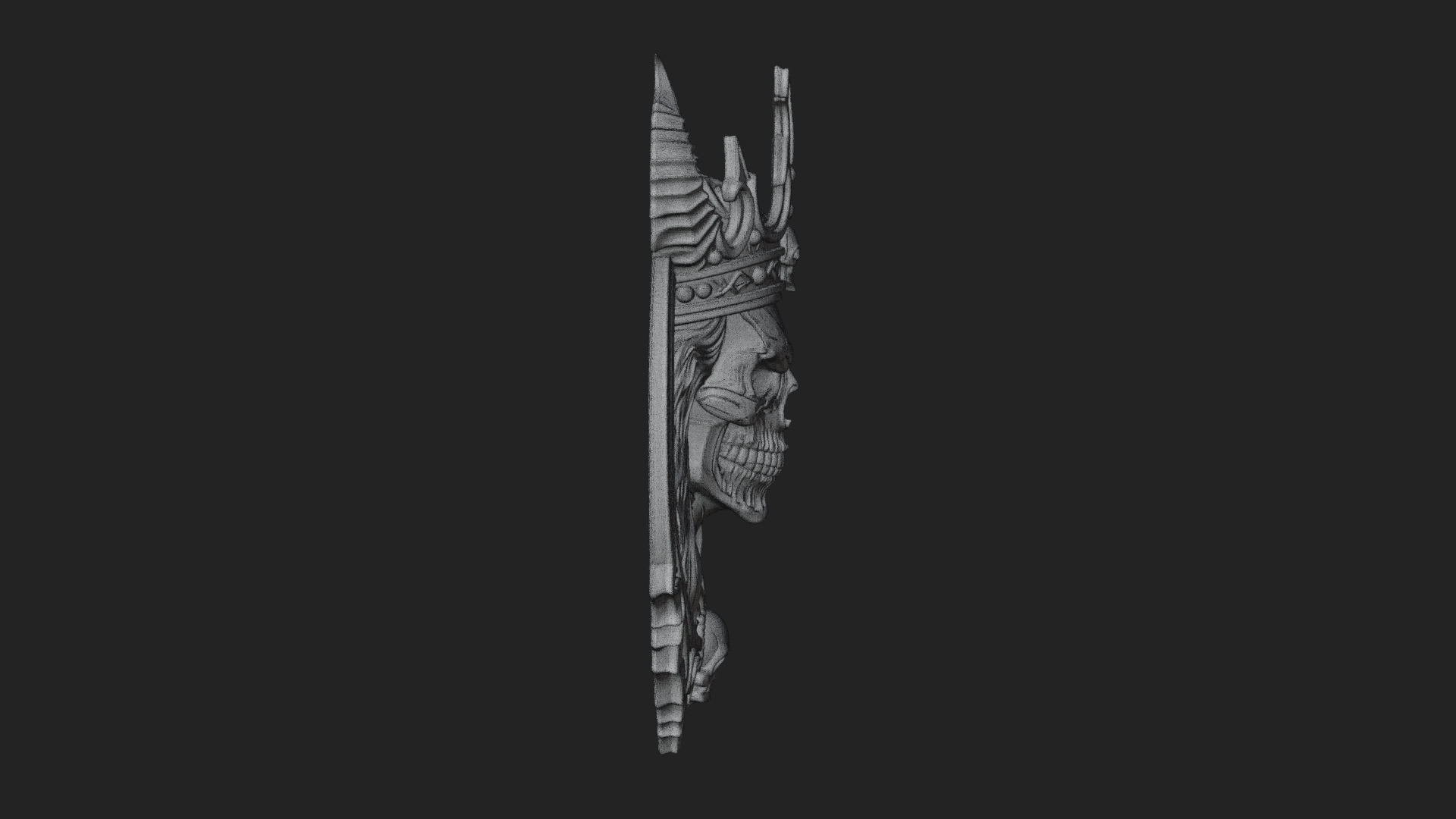 Crowned Skull Oval Relief Plaque Design 13 3D Print Model 3D Model