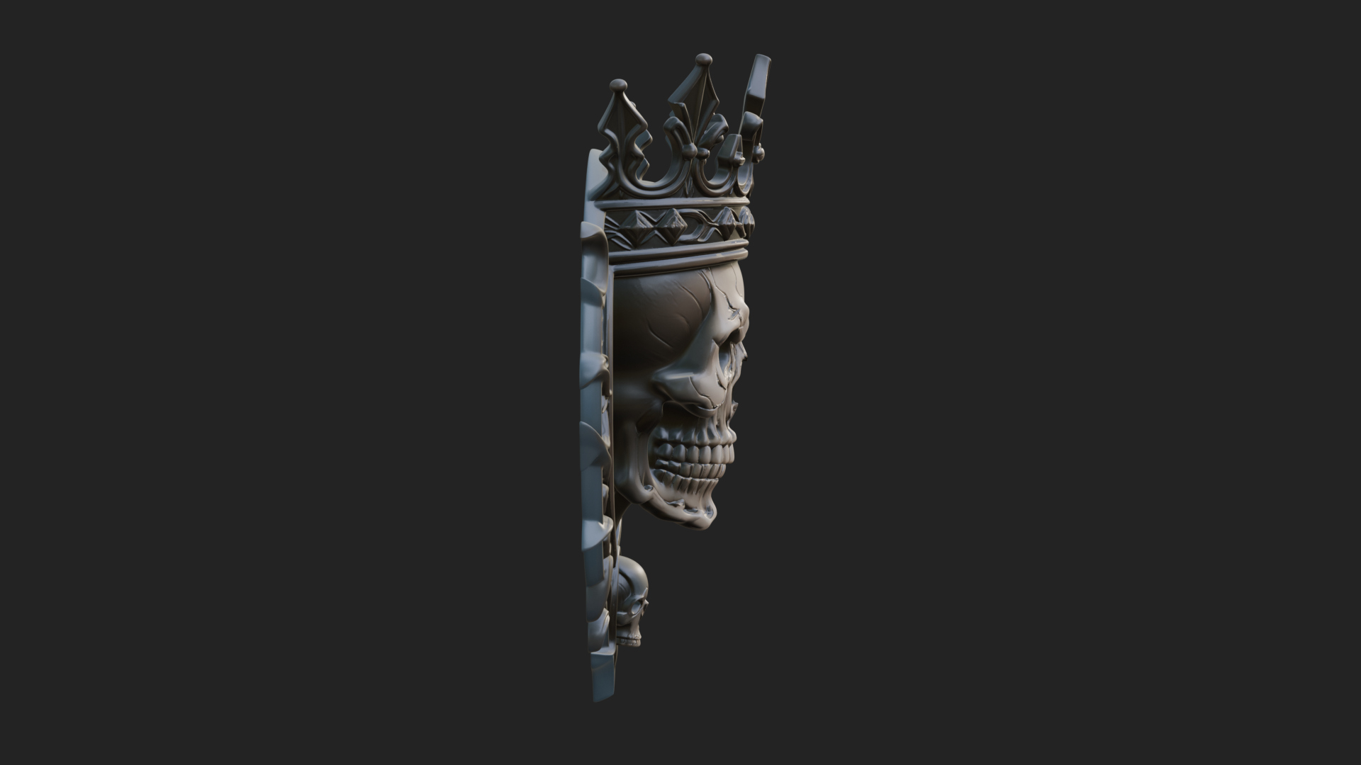 Crowned Skull Oval Relief Plaque Design 14 3D Print Model 3D Model