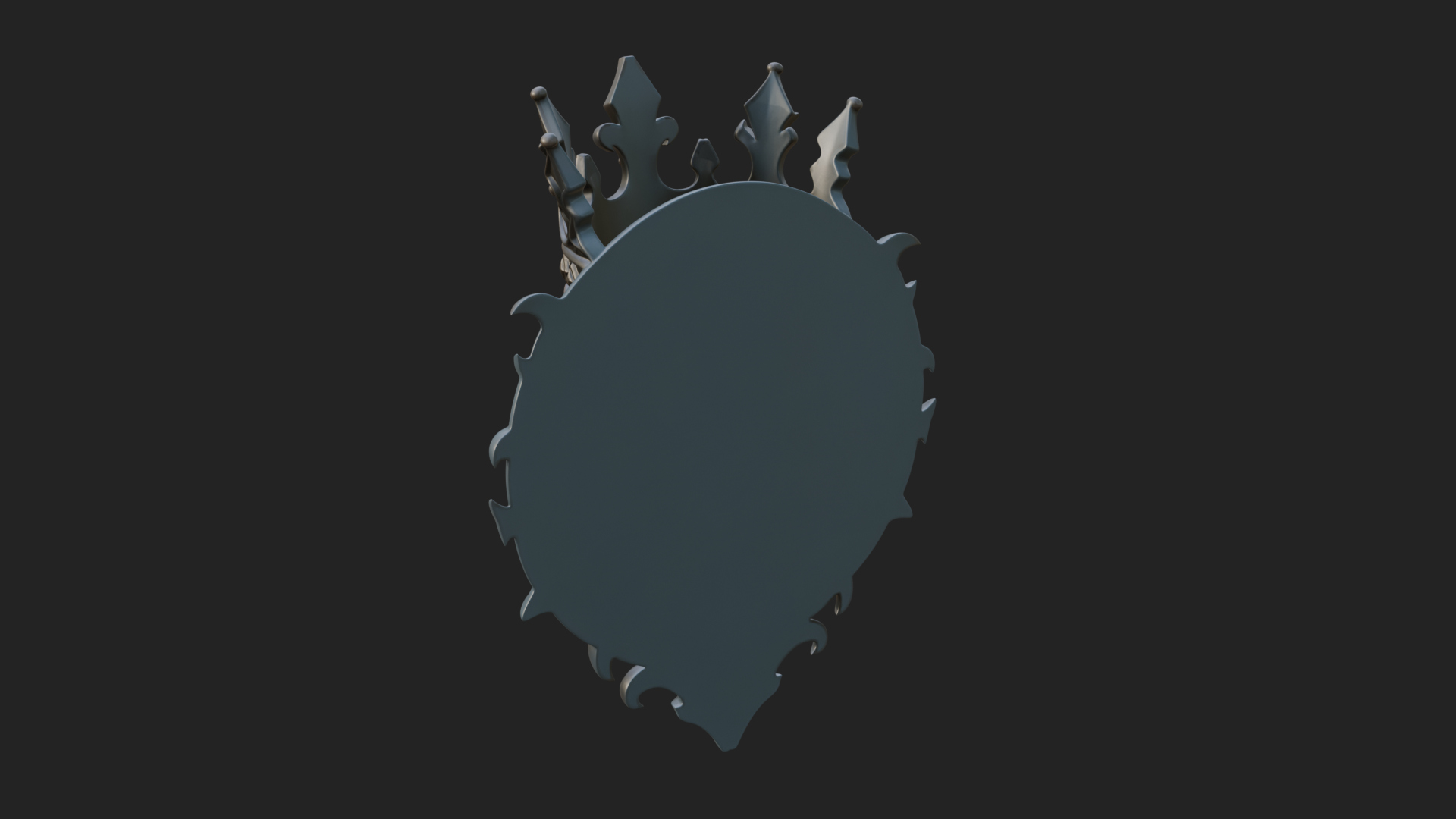 Crowned Skull Oval Relief Plaque Design 14 3D Print Model 3D Model