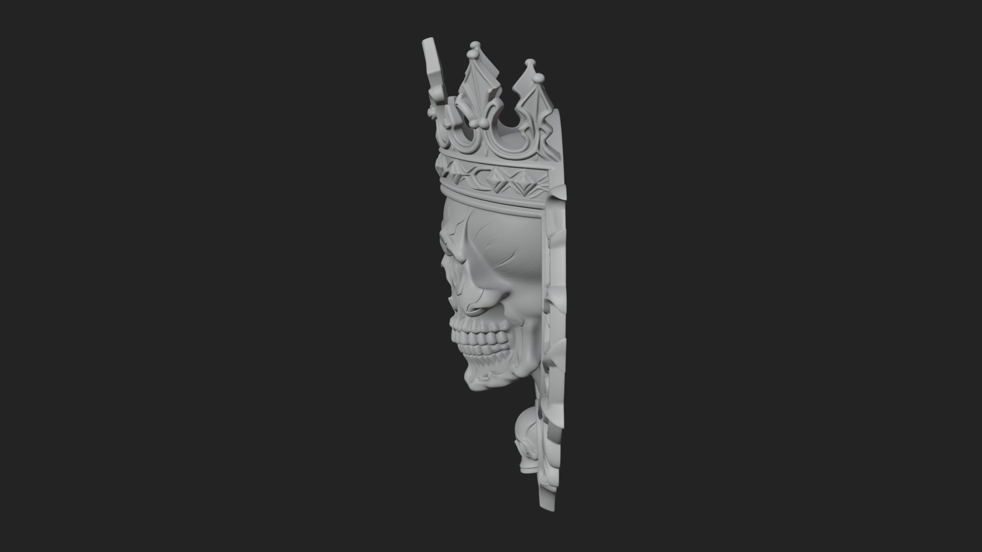 Crowned Skull Oval Relief Plaque Design 14 3D Print Model 3D Model