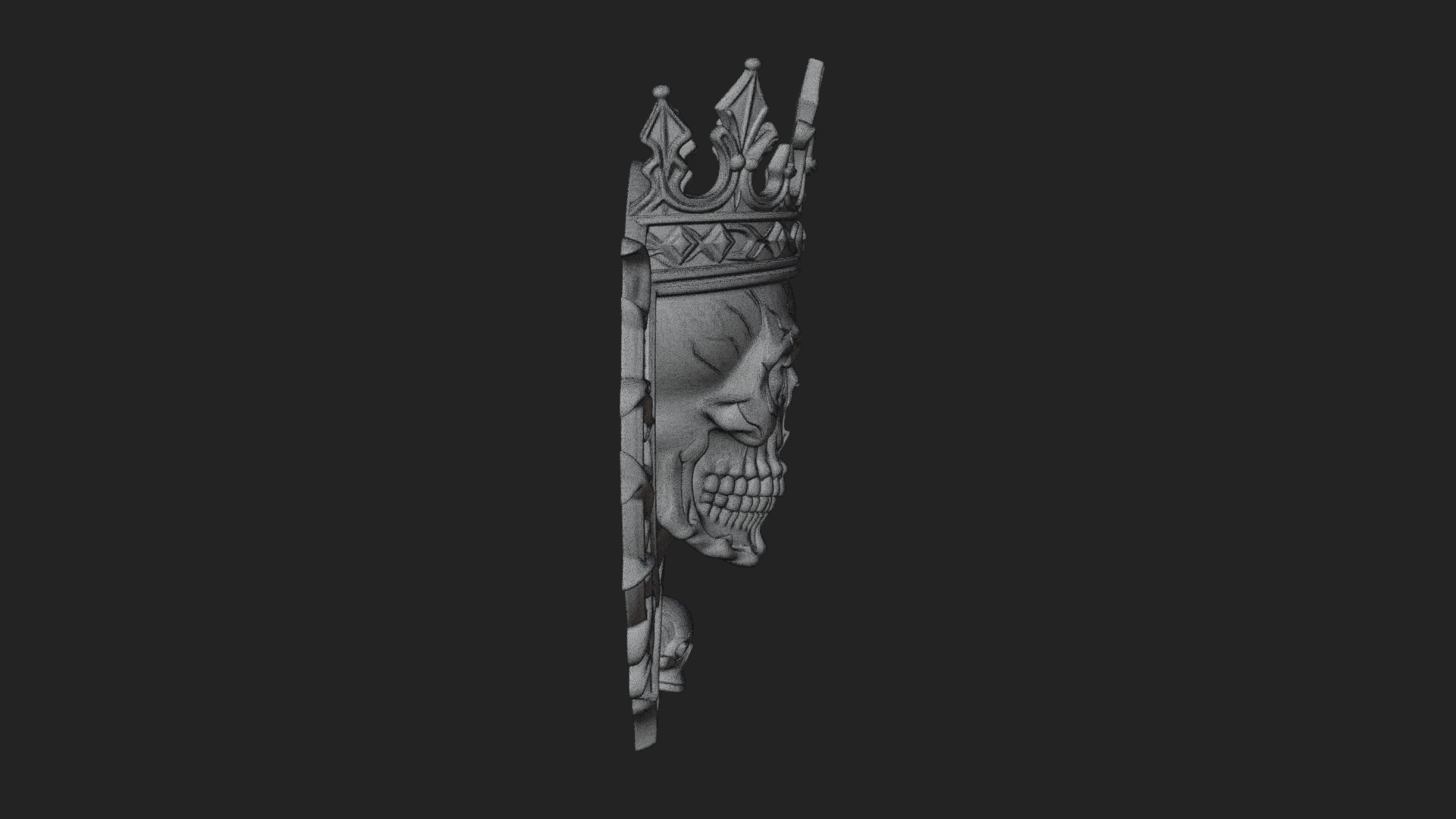 Crowned Skull Oval Relief Plaque Design 14 3D Print Model 3D Model