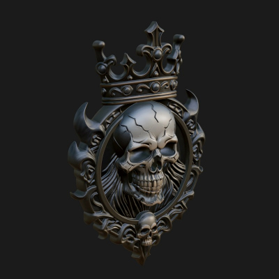 Crowned Skull Oval Relief Plaque Design 15 3D Print Model