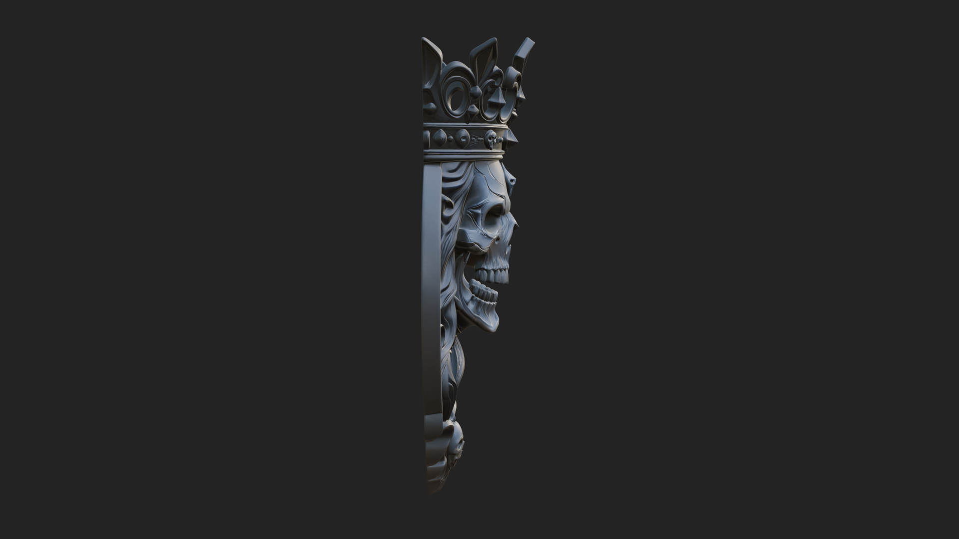 Crowned Skull Oval Relief Plaque Design 16 3D Print Model 3D Model