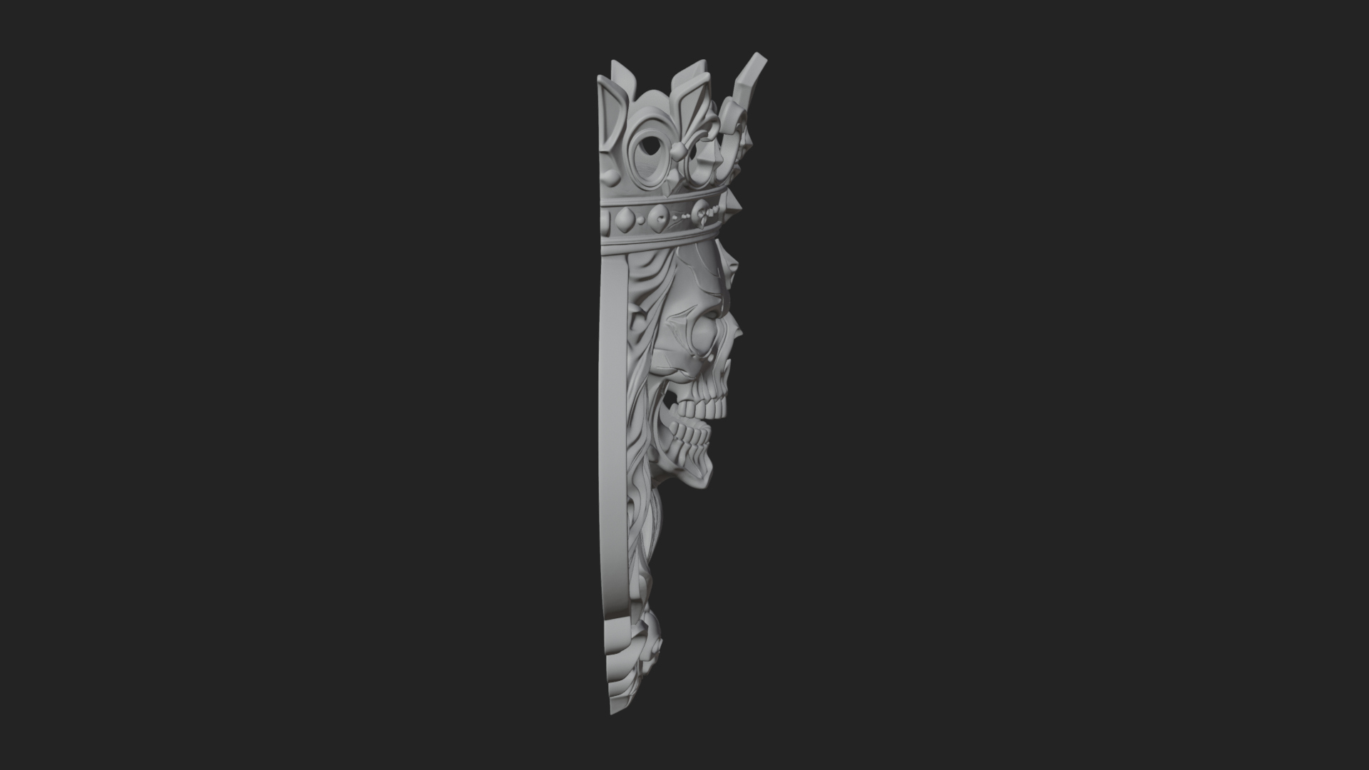 Crowned Skull Oval Relief Plaque Design 16 3D Print Model 3D Model