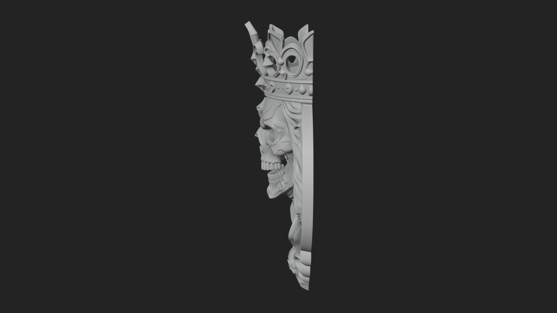 Crowned Skull Oval Relief Plaque Design 16 3D Print Model 3D Model
