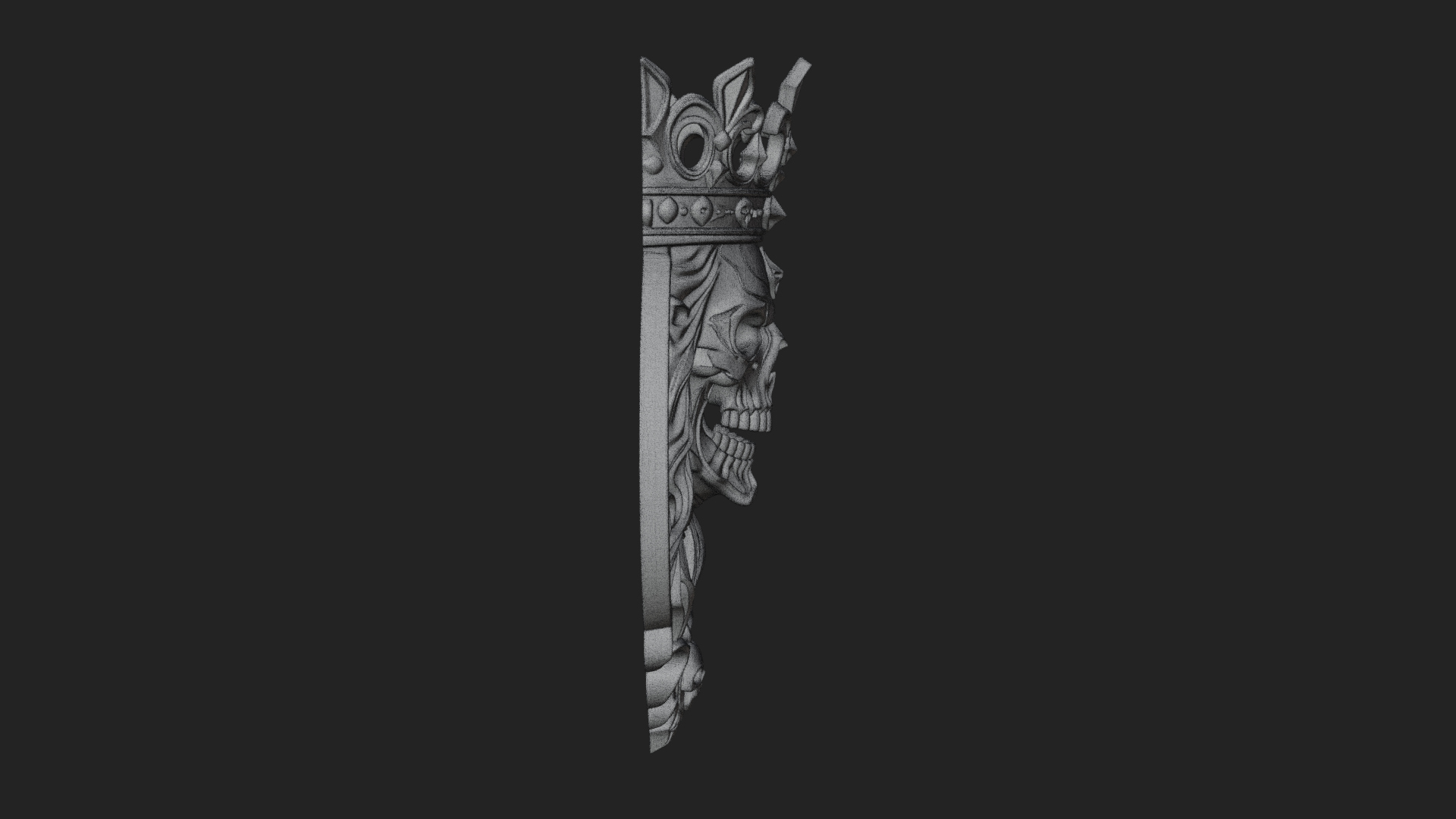 Crowned Skull Oval Relief Plaque Design 16 3D Print Model 3D Model