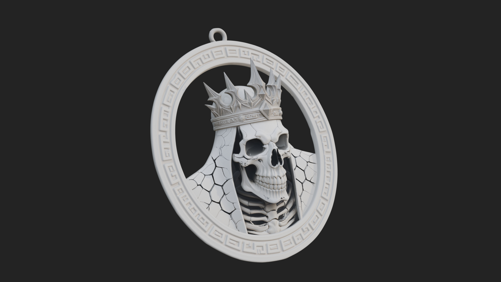 Crowned Skull Oval Relief Plaque Design 2 3D Print Model 3D Model