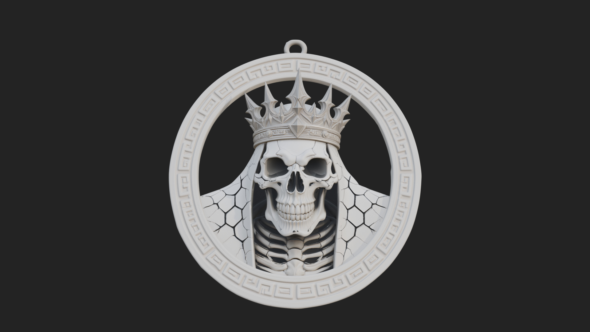 Crowned Skull Oval Relief Plaque Design 2 3D Print Model 3D Model