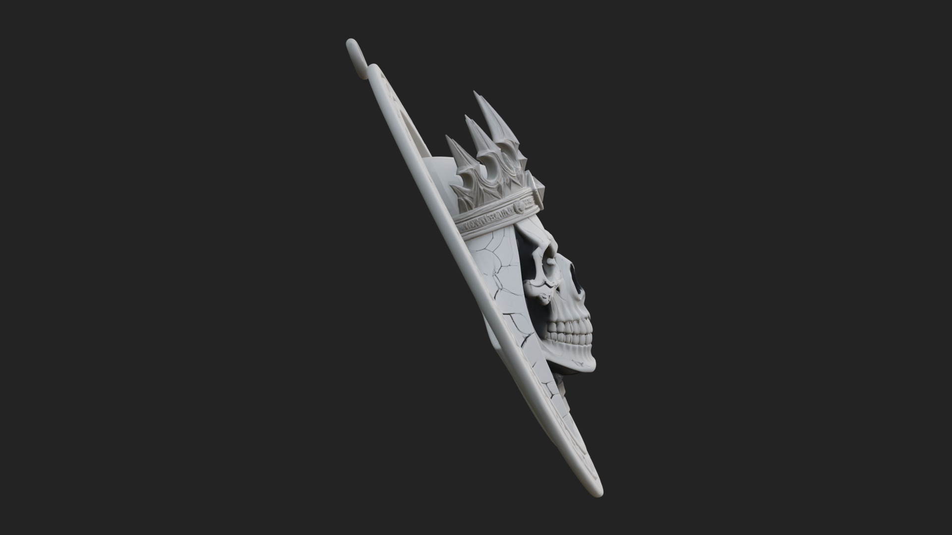 Crowned Skull Oval Relief Plaque Design 2 3D Print Model 3D Model