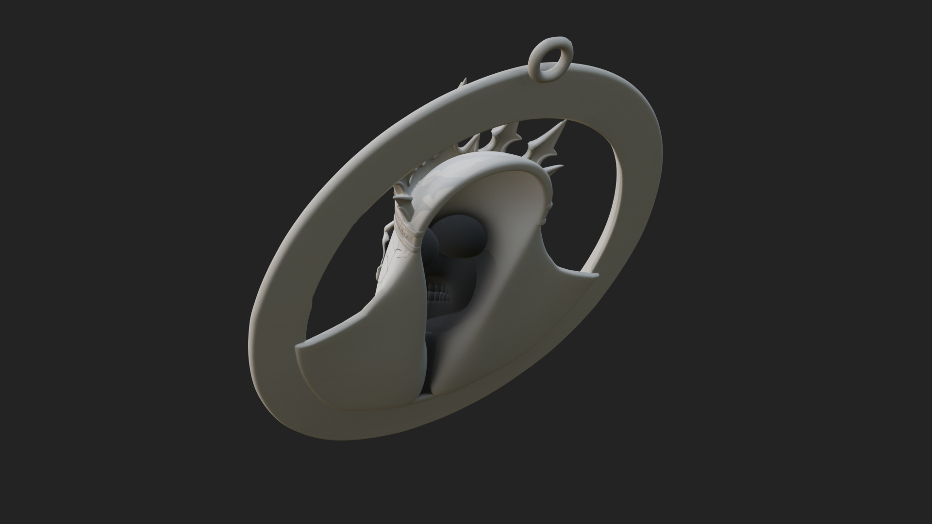 Crowned Skull Oval Relief Plaque Design 2 3D Print Model 3D Model