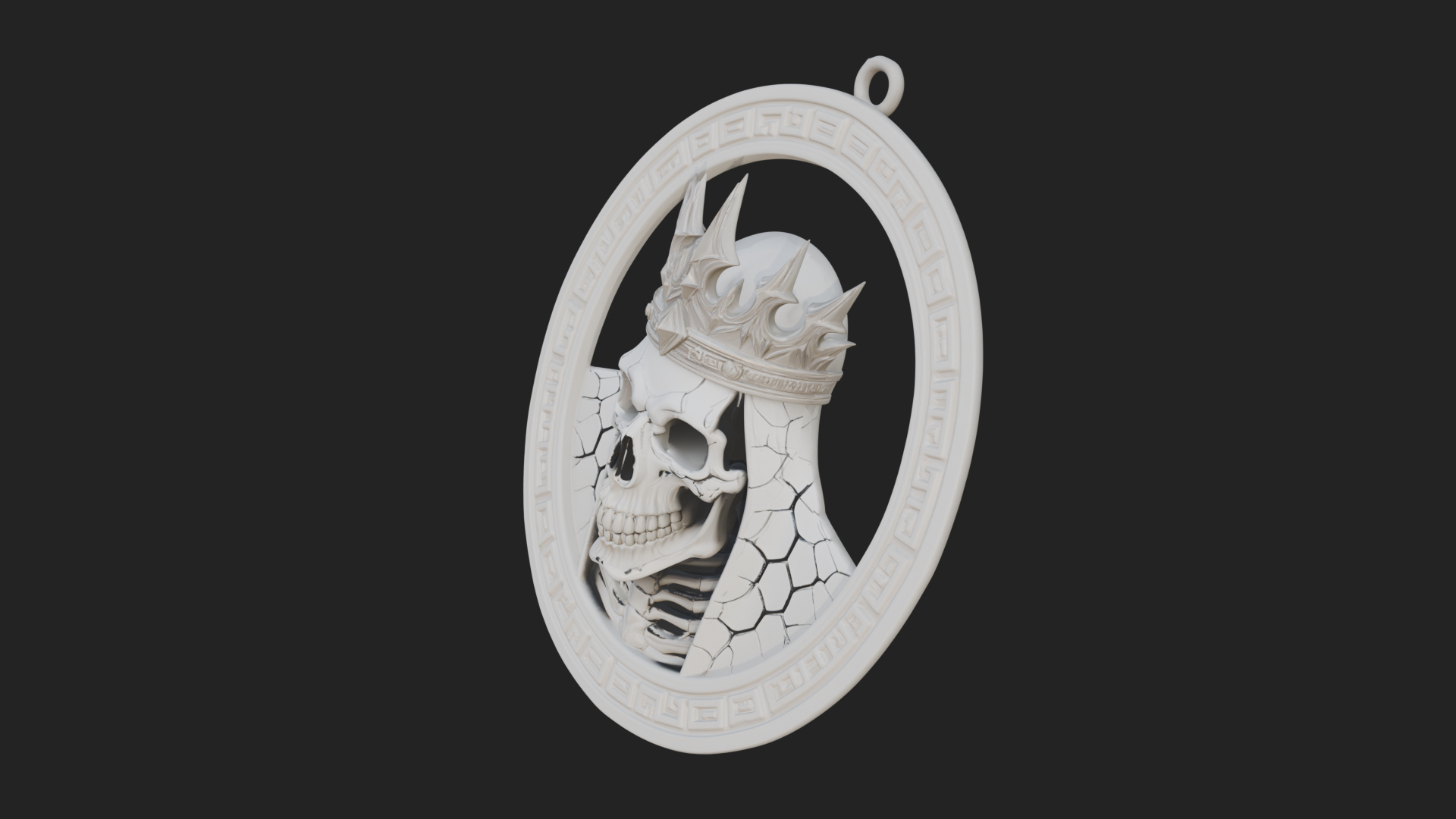 Crowned Skull Oval Relief Plaque Design 2 3D Print Model 3D Model
