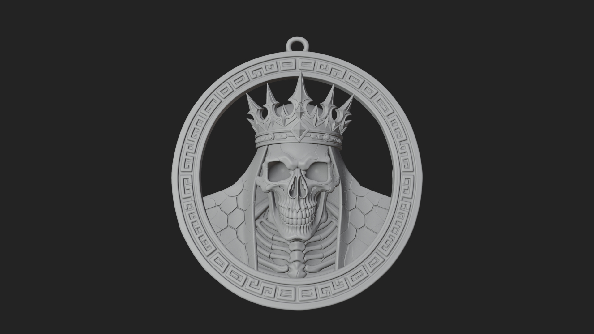 Crowned Skull Oval Relief Plaque Design 2 3D Print Model 3D Model