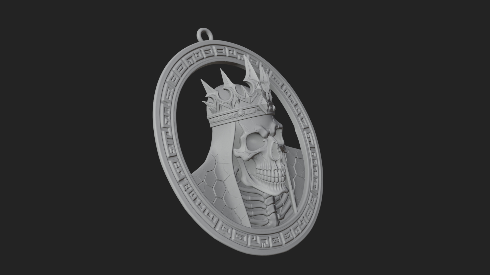 Crowned Skull Oval Relief Plaque Design 2 3D Print Model 3D Model