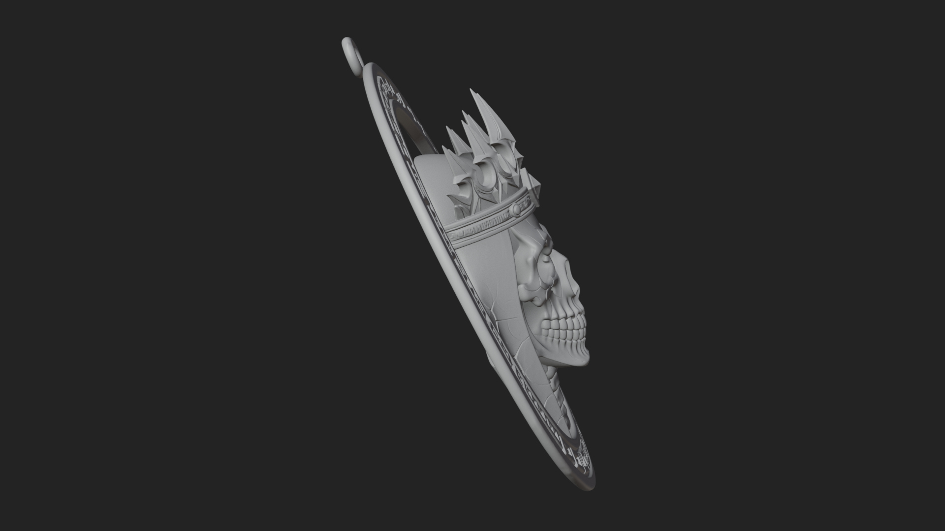 Crowned Skull Oval Relief Plaque Design 2 3D Print Model 3D Model