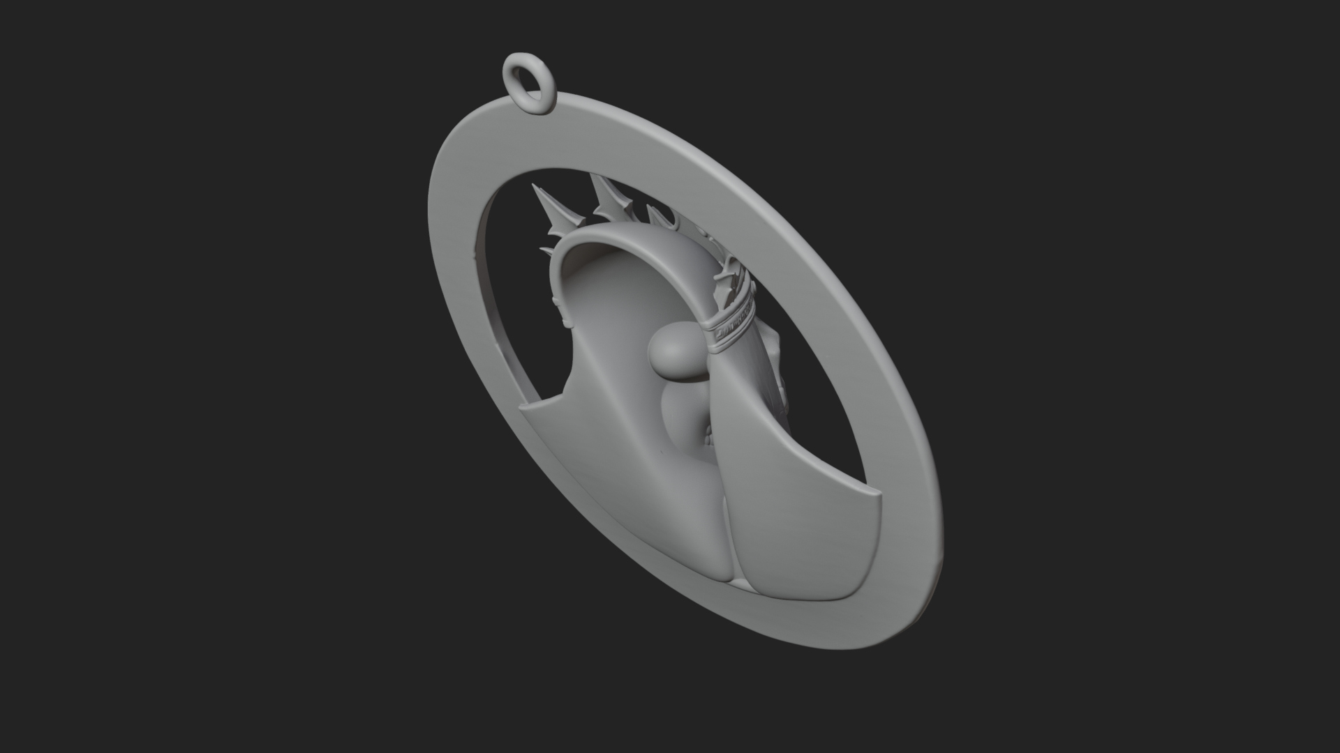 Crowned Skull Oval Relief Plaque Design 2 3D Print Model 3D Model
