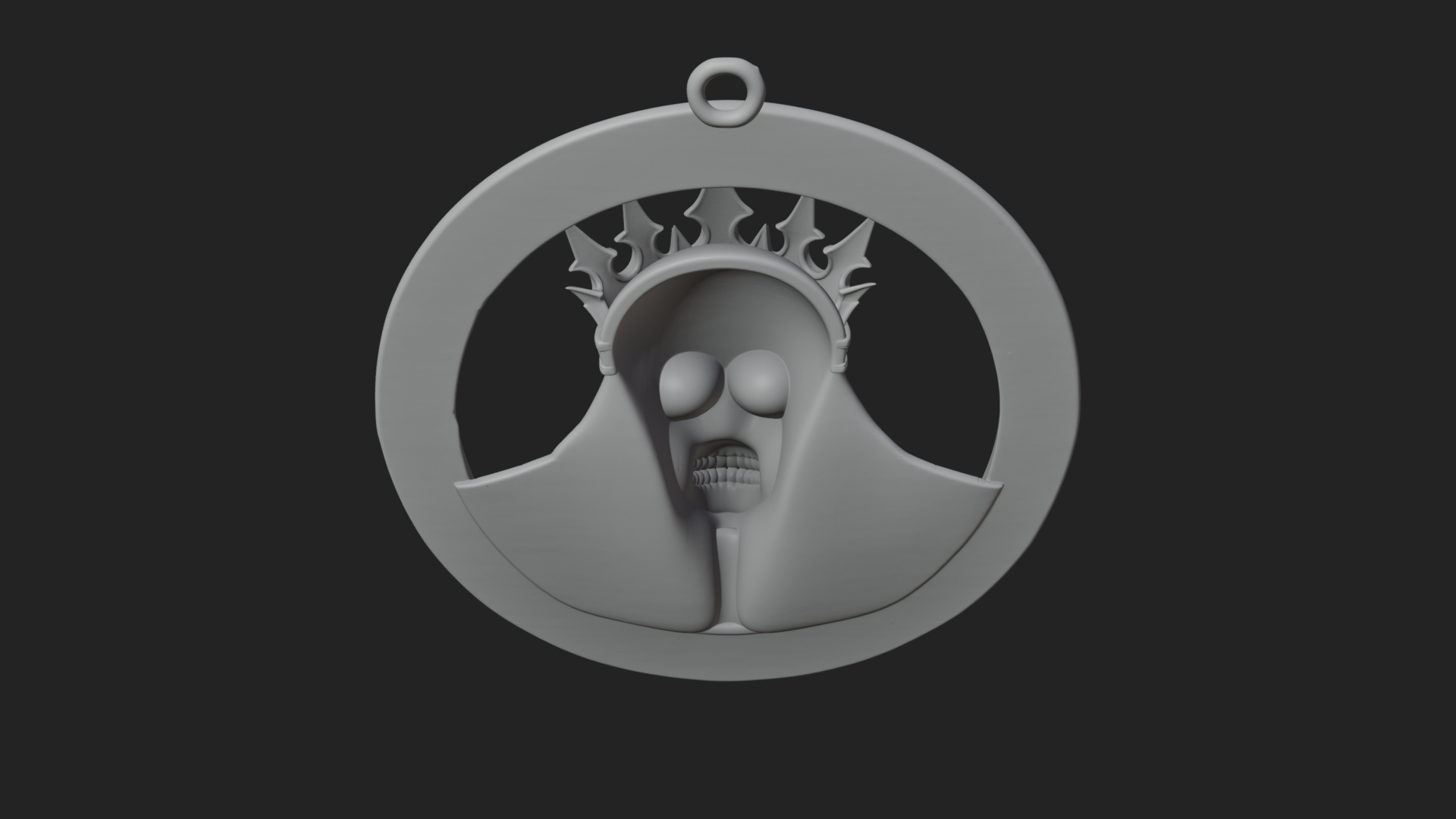 Crowned Skull Oval Relief Plaque Design 2 3D Print Model 3D Model
