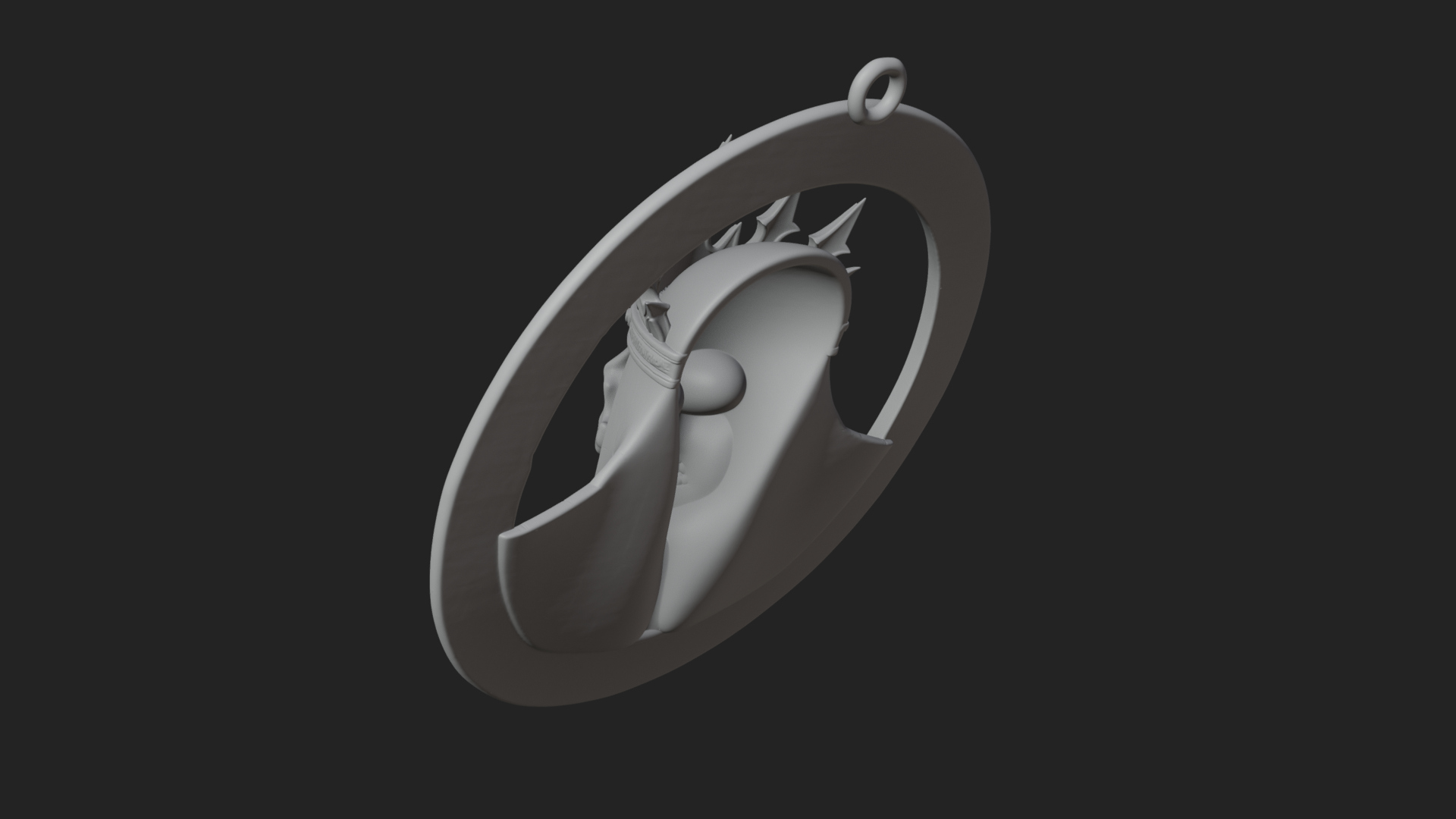 Crowned Skull Oval Relief Plaque Design 2 3D Print Model 3D Model