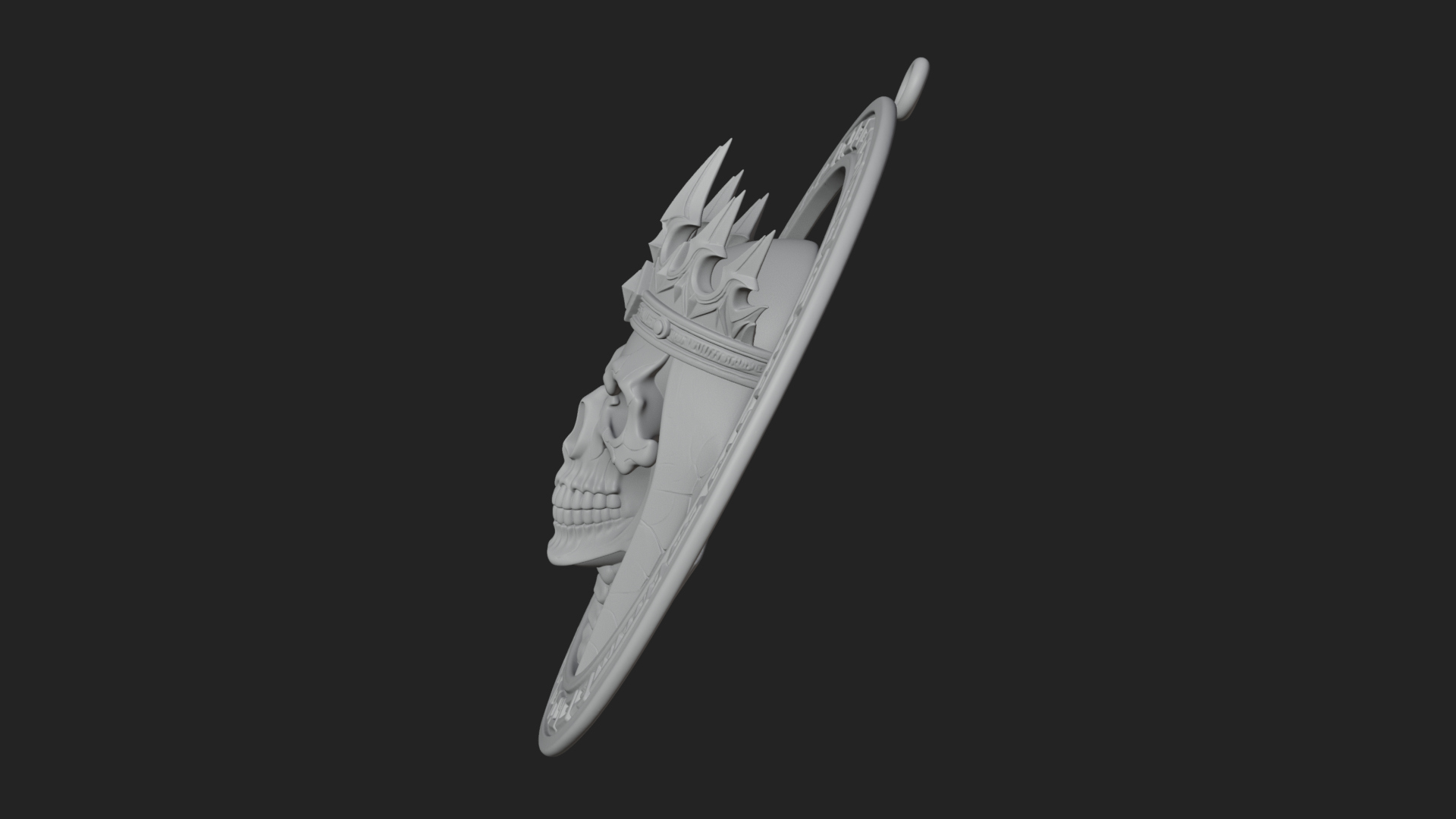 Crowned Skull Oval Relief Plaque Design 2 3D Print Model 3D Model