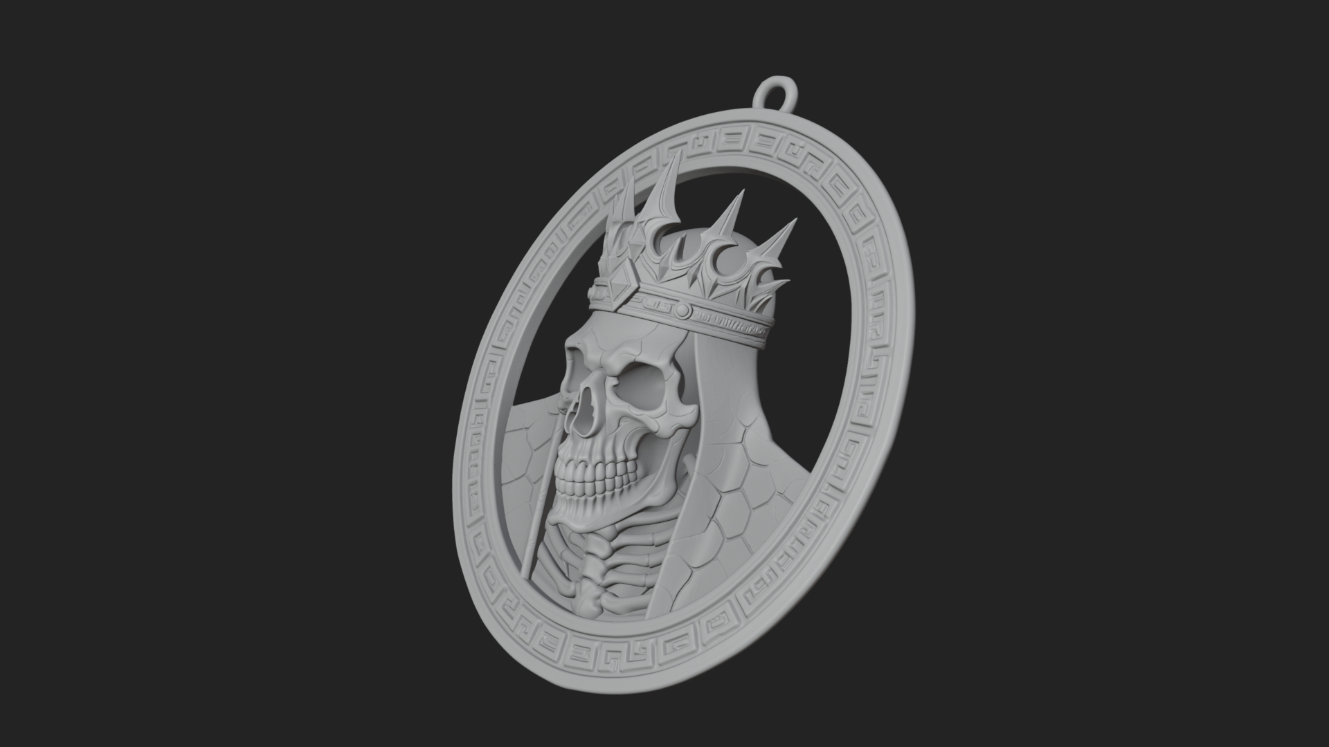 Crowned Skull Oval Relief Plaque Design 2 3D Print Model 3D Model