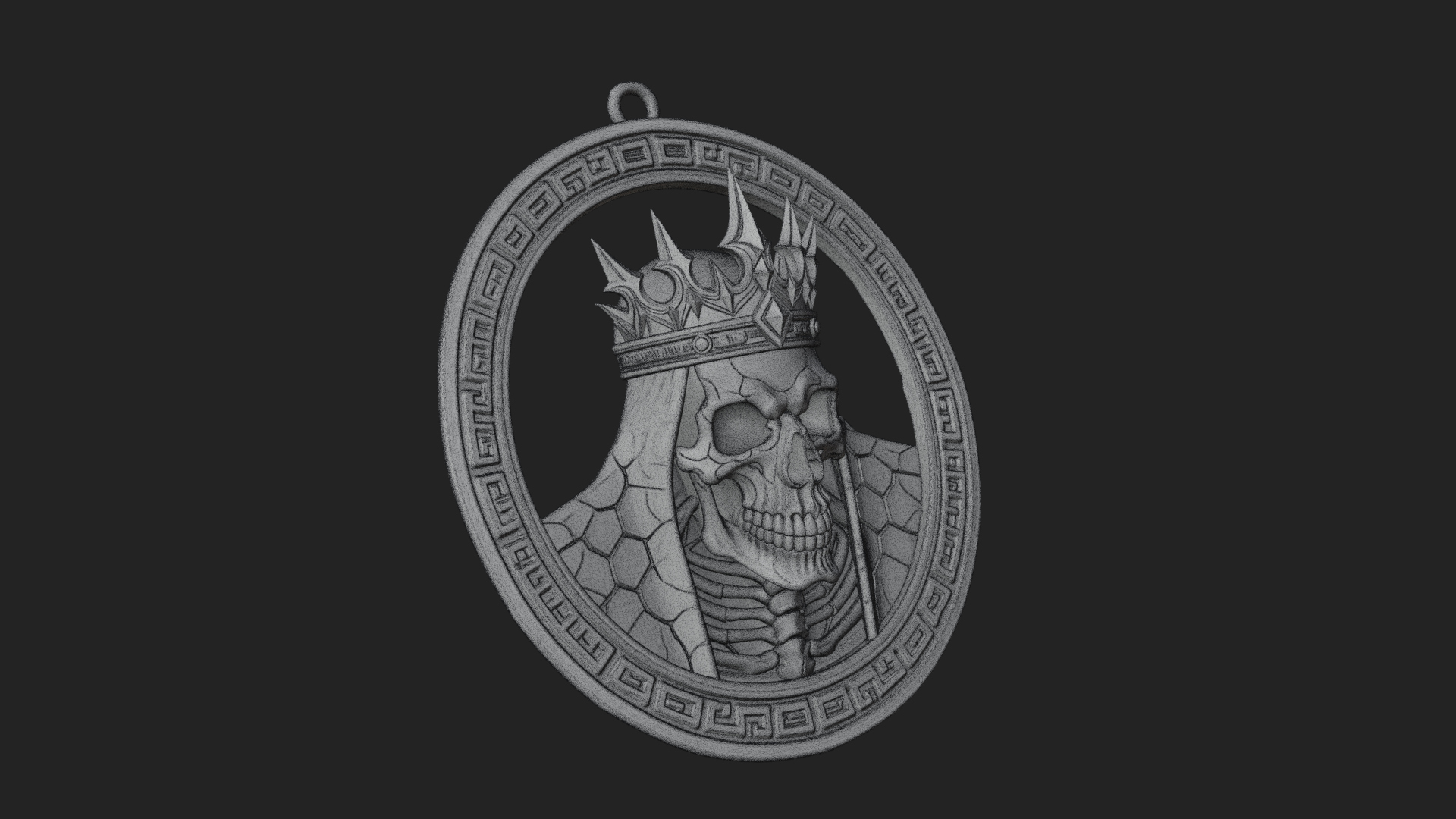 Crowned Skull Oval Relief Plaque Design 2 3D Print Model 3D Model