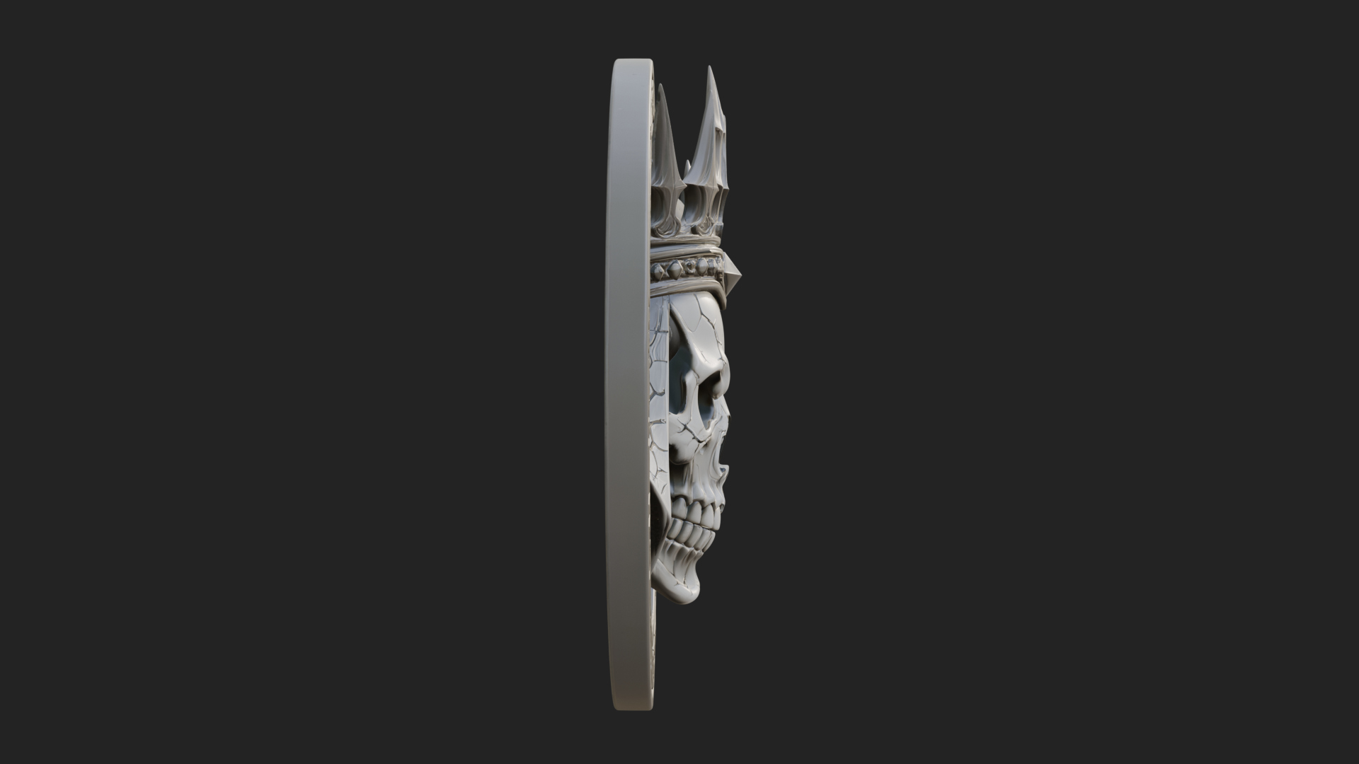 Crowned Skull Oval Relief Plaque Design 3 3D Print Model 3D Model