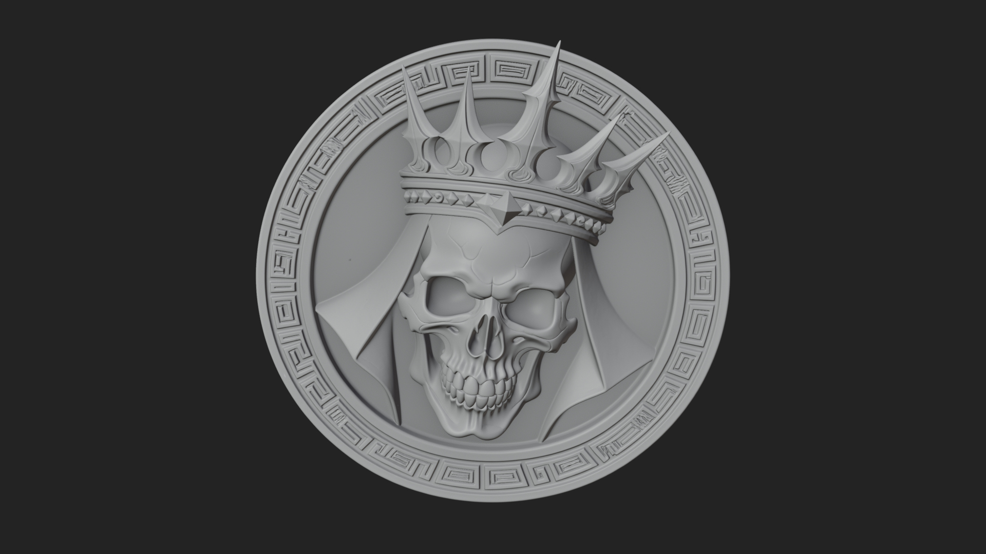 Crowned Skull Oval Relief Plaque Design 3 3D Print Model 3D Model