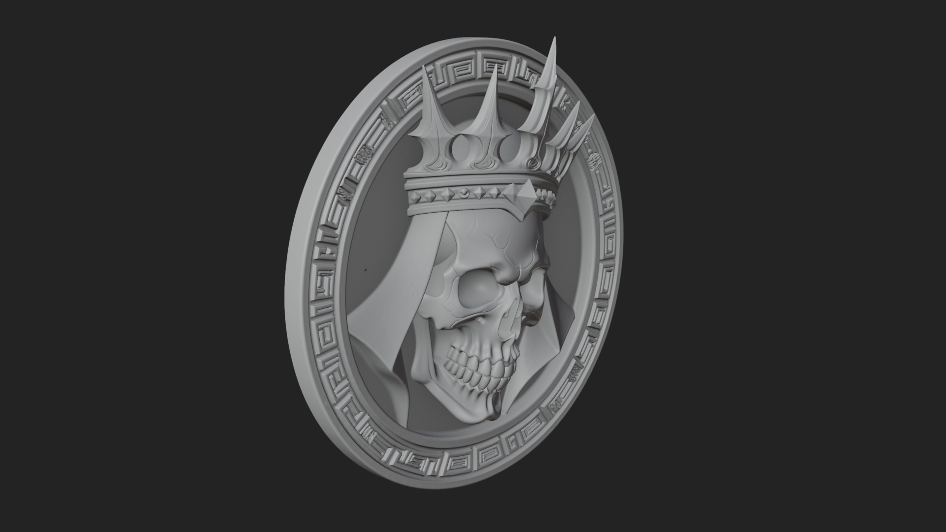 Crowned Skull Oval Relief Plaque Design 3 3D Print Model 3D Model