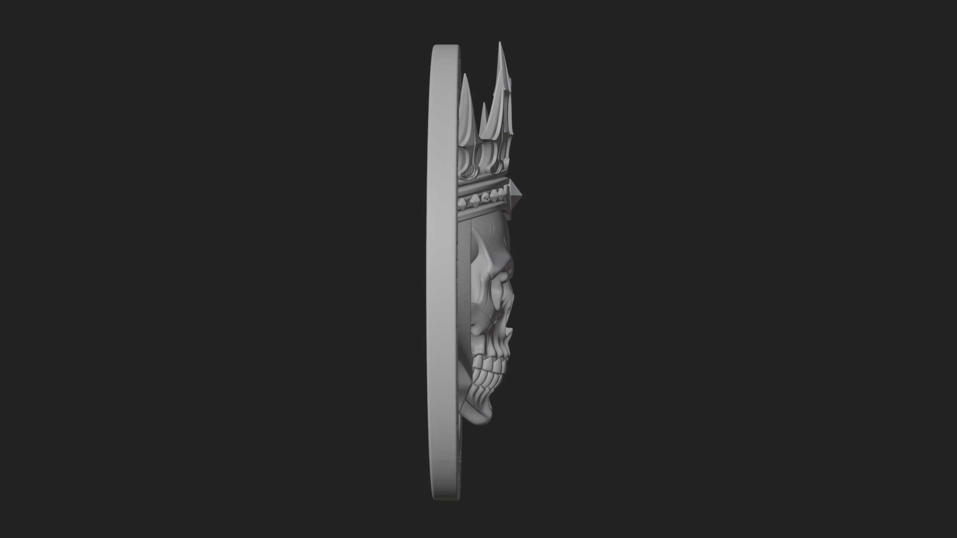 Crowned Skull Oval Relief Plaque Design 3 3D Print Model 3D Model