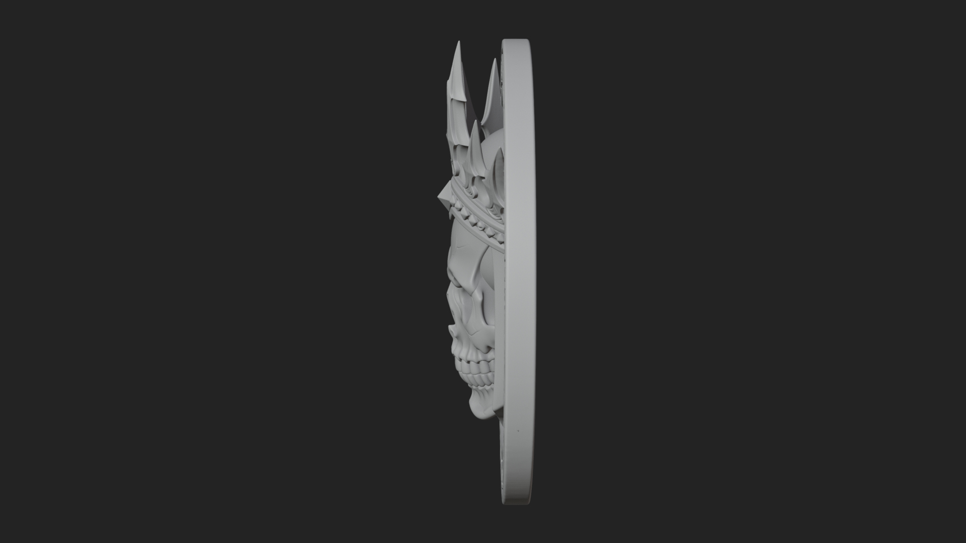 Crowned Skull Oval Relief Plaque Design 3 3D Print Model 3D Model