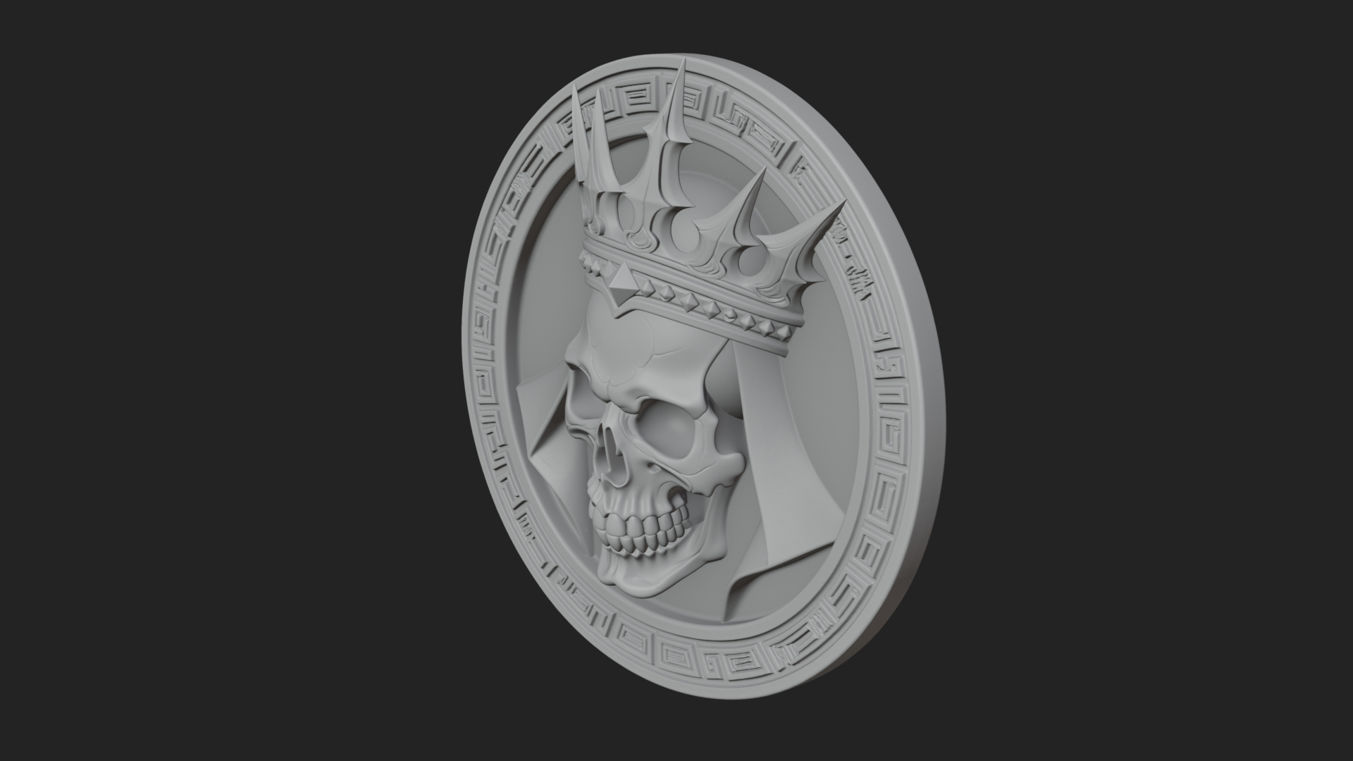 Crowned Skull Oval Relief Plaque Design 3 3D Print Model 3D Model
