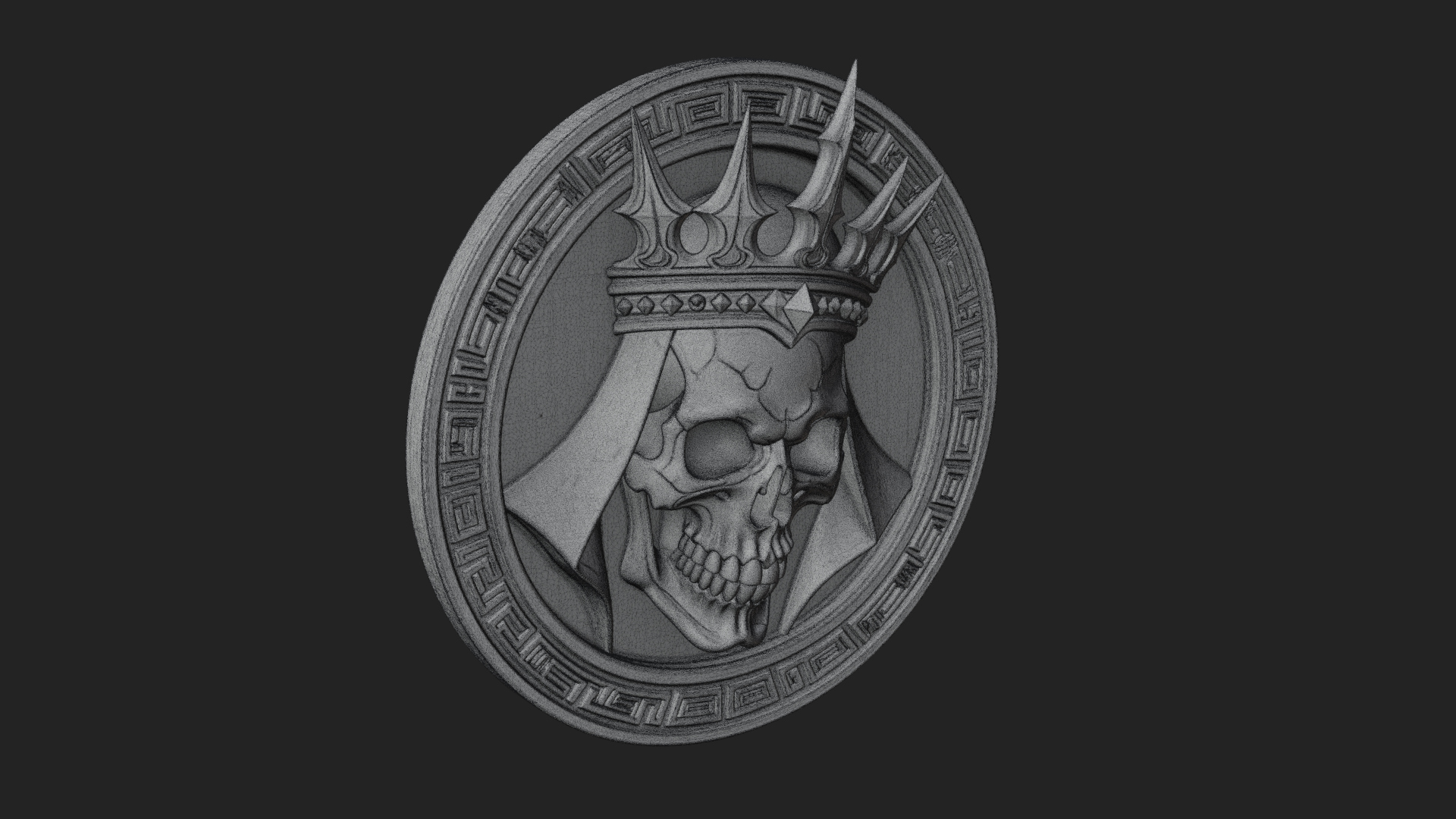 Crowned Skull Oval Relief Plaque Design 3 3D Print Model 3D Model