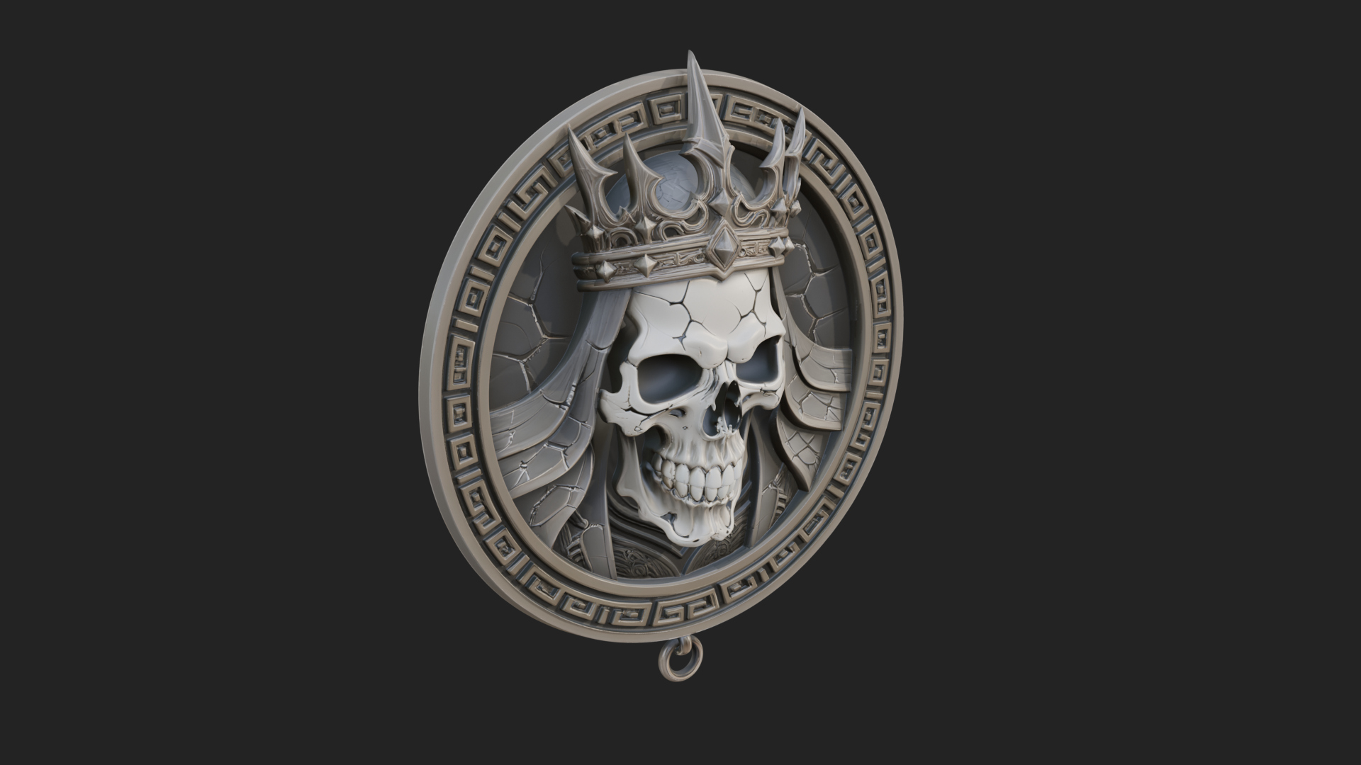 Crowned Skull Oval Relief Plaque Design 4 3D Print Model 3D Model