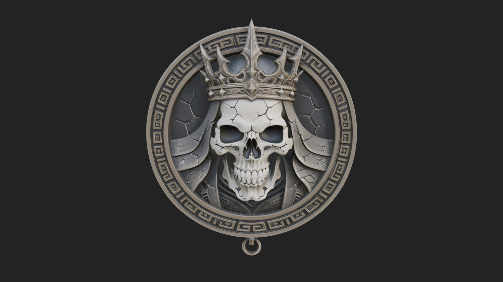 Crowned Skull Oval Relief Plaque Design 4 3D Print Model 3D Model
