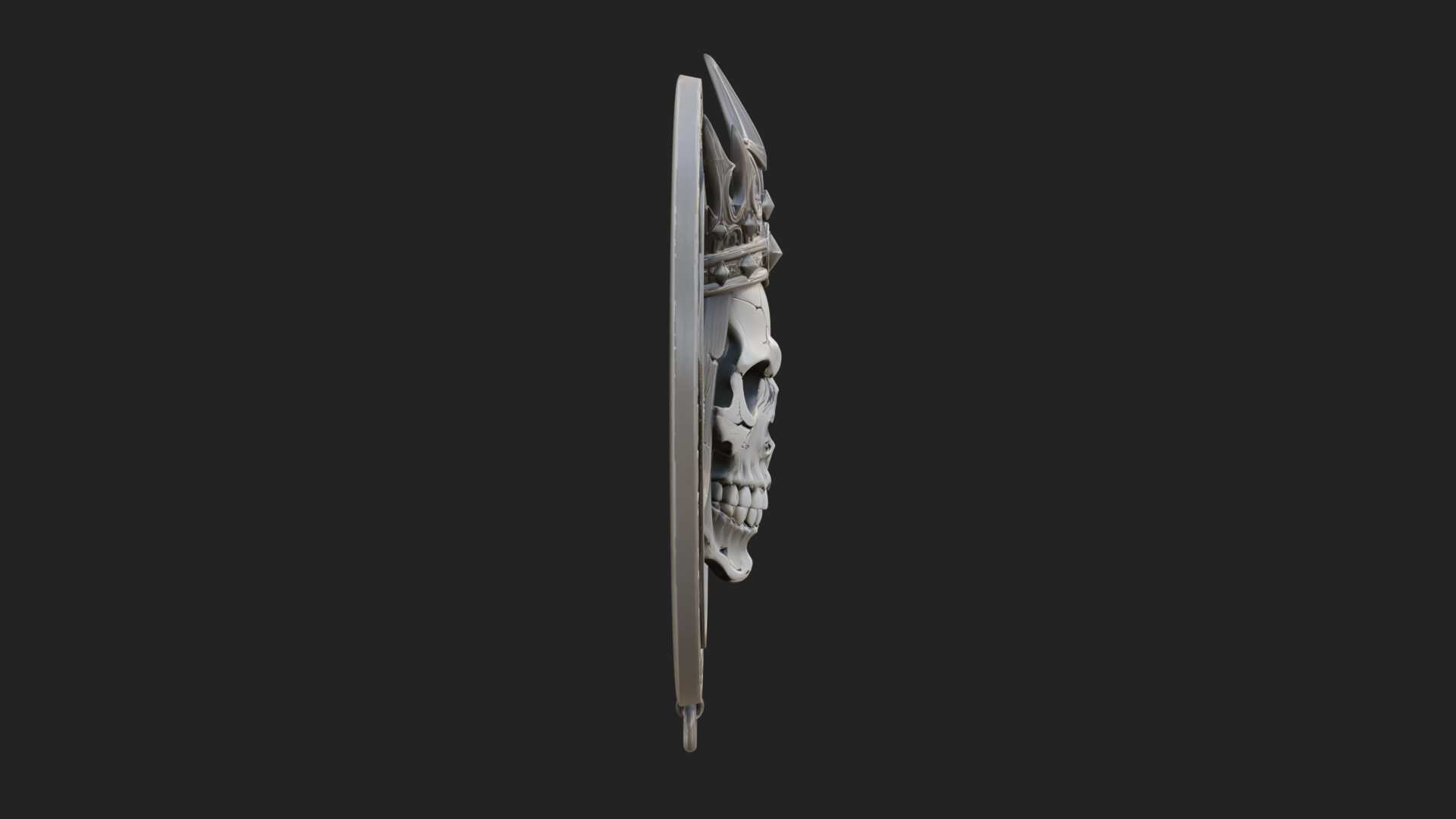 Crowned Skull Oval Relief Plaque Design 4 3D Print Model 3D Model