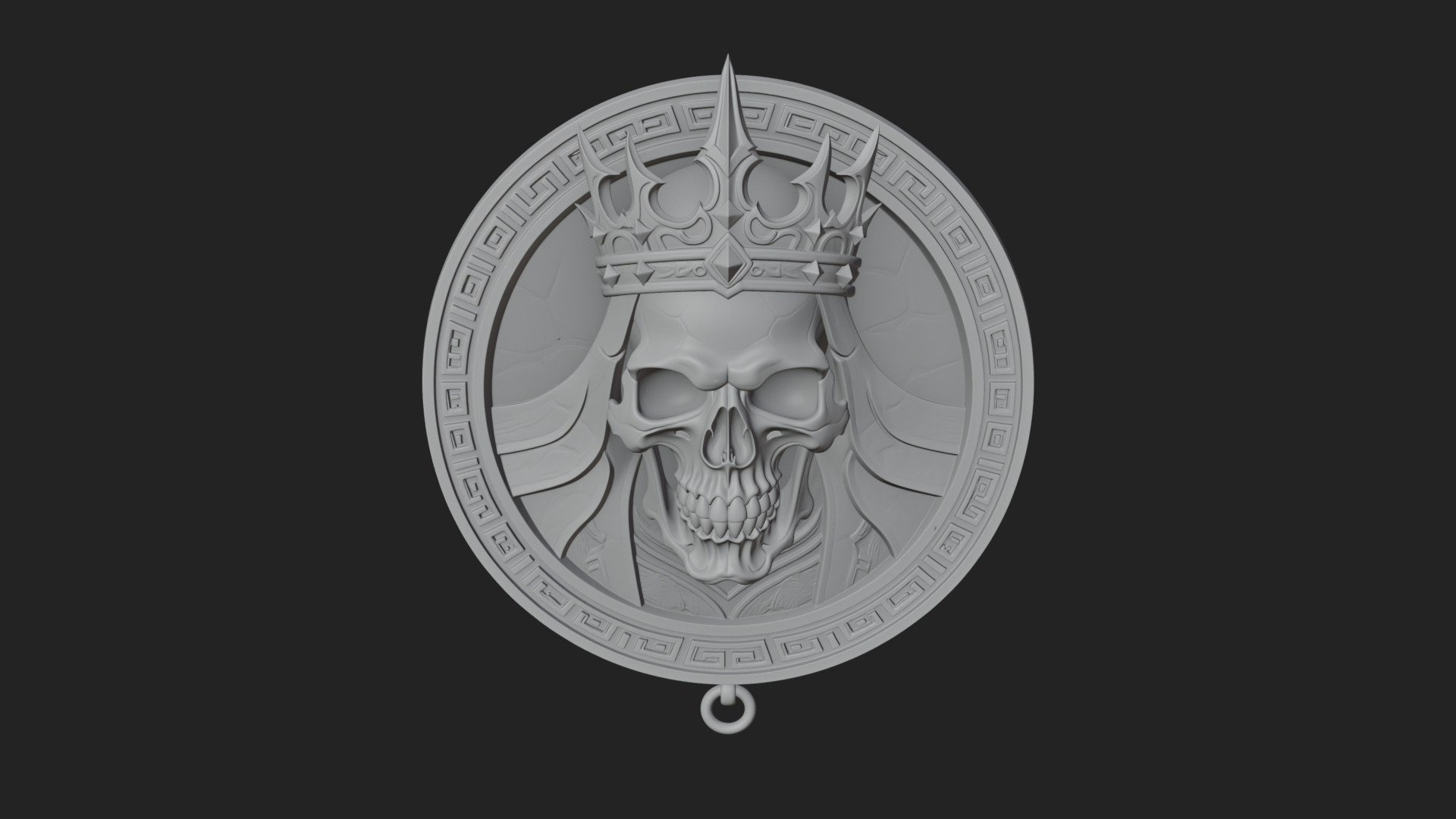 Crowned Skull Oval Relief Plaque Design 4 3D Print Model 3D Model