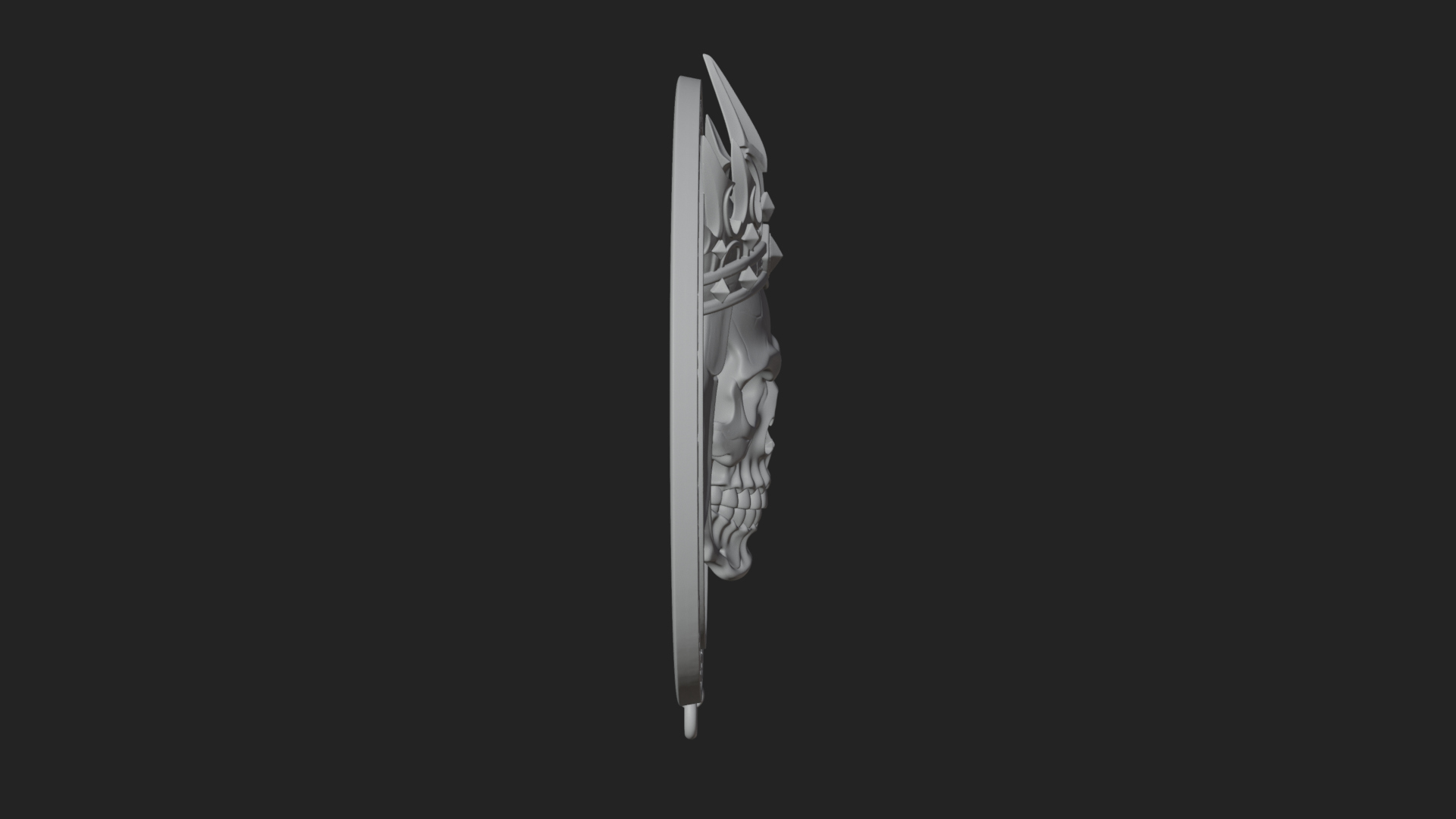 Crowned Skull Oval Relief Plaque Design 4 3D Print Model 3D Model