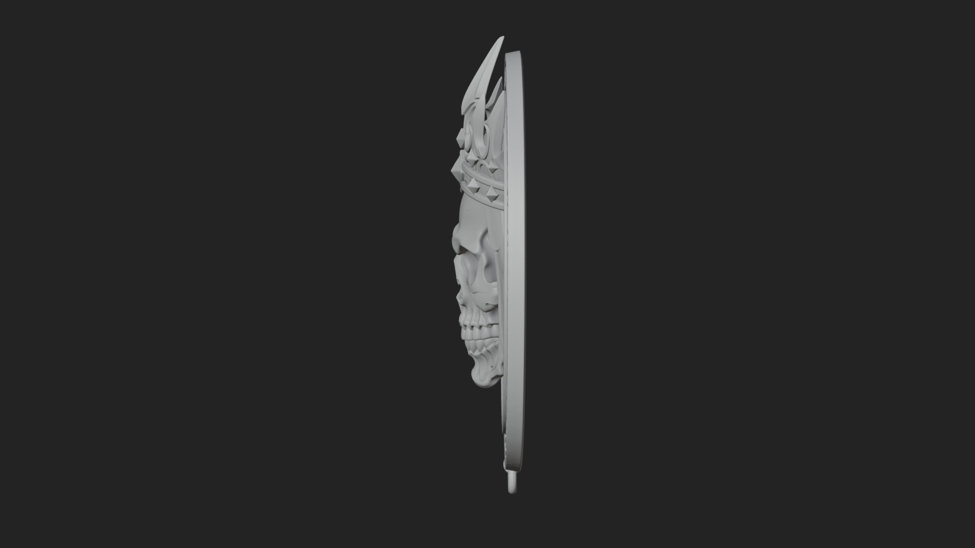 Crowned Skull Oval Relief Plaque Design 4 3D Print Model 3D Model