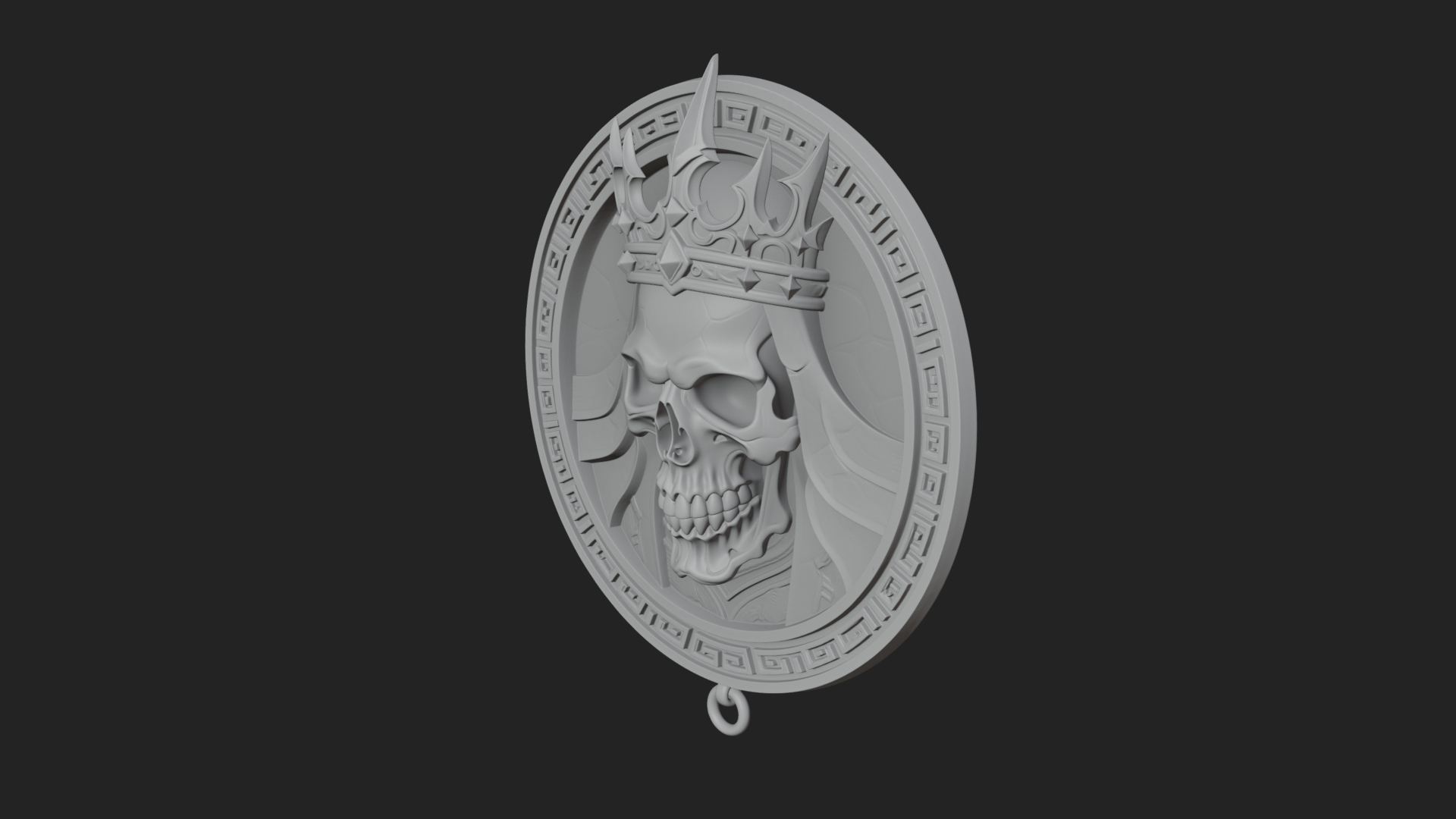 Crowned Skull Oval Relief Plaque Design 4 3D Print Model 3D Model