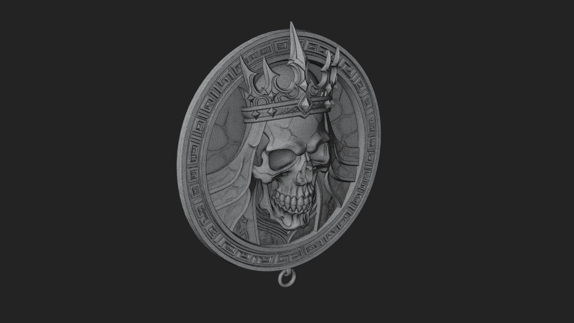 Crowned Skull Oval Relief Plaque Design 4 3D Print Model 3D Model