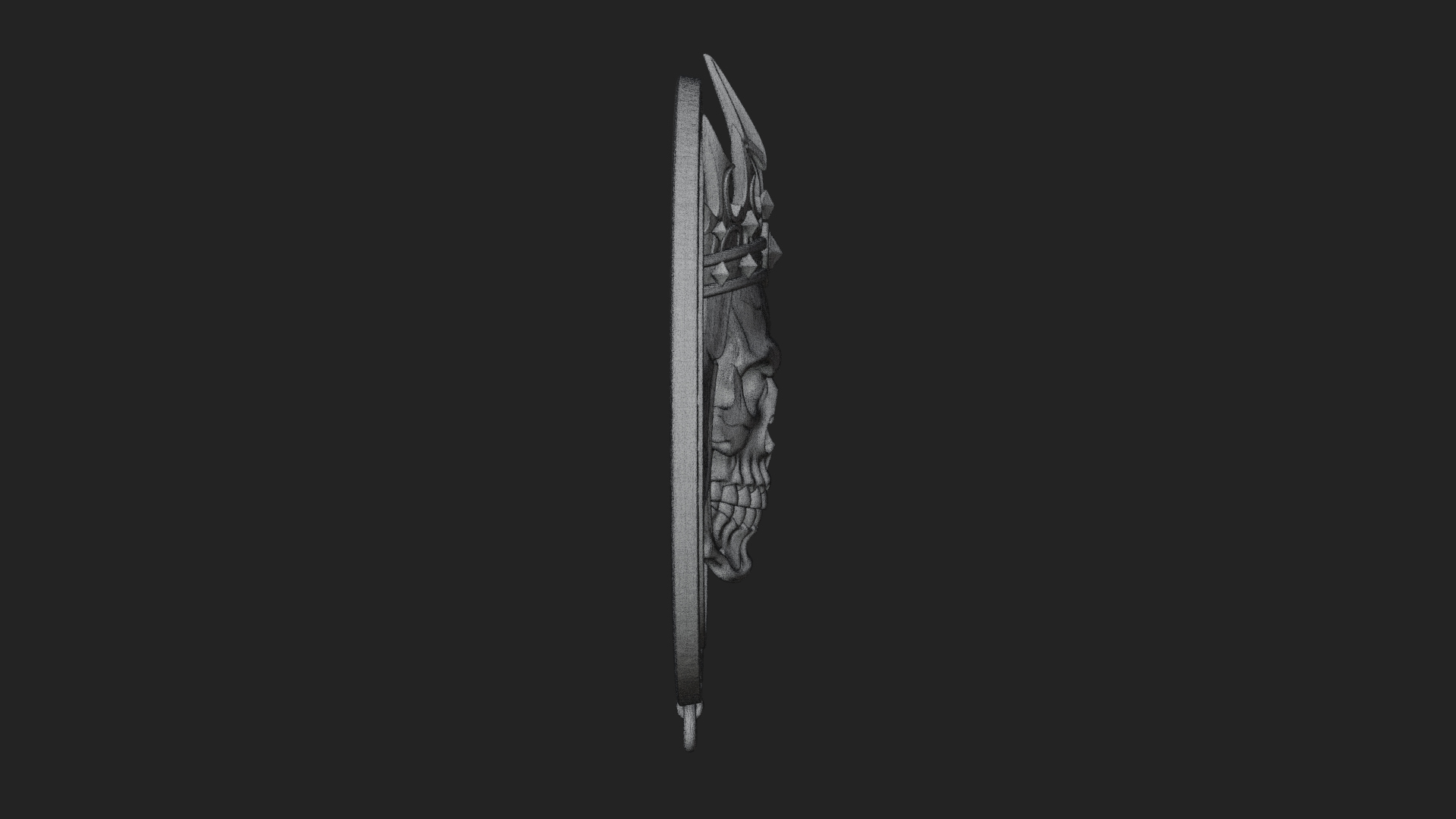 Crowned Skull Oval Relief Plaque Design 4 3D Print Model 3D Model