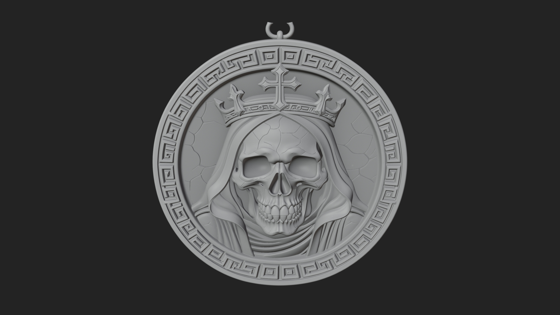 Crowned Skull Oval Relief Plaque Design 5 3D Print Model 3D Model