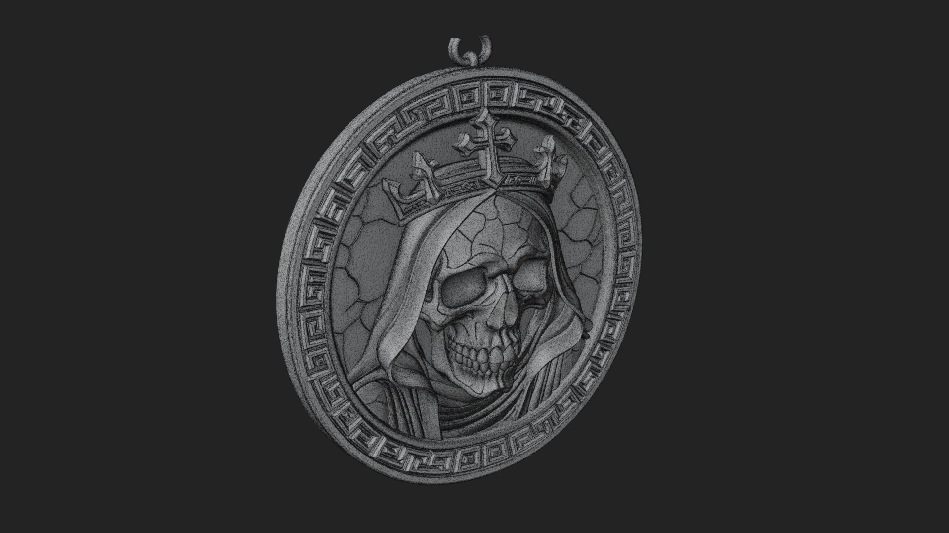 Crowned Skull Oval Relief Plaque Design 5 3D Print Model 3D Model