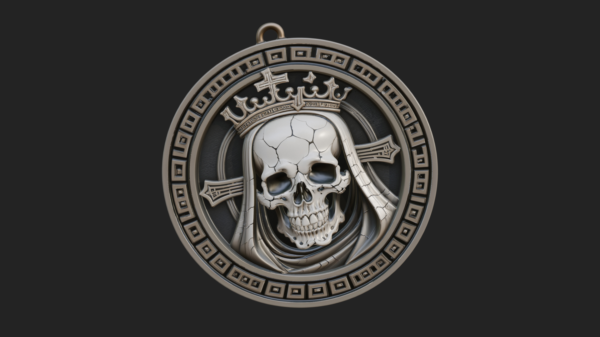 Crowned Skull Oval Relief Plaque Design 6 3D Print Model 3D Model
