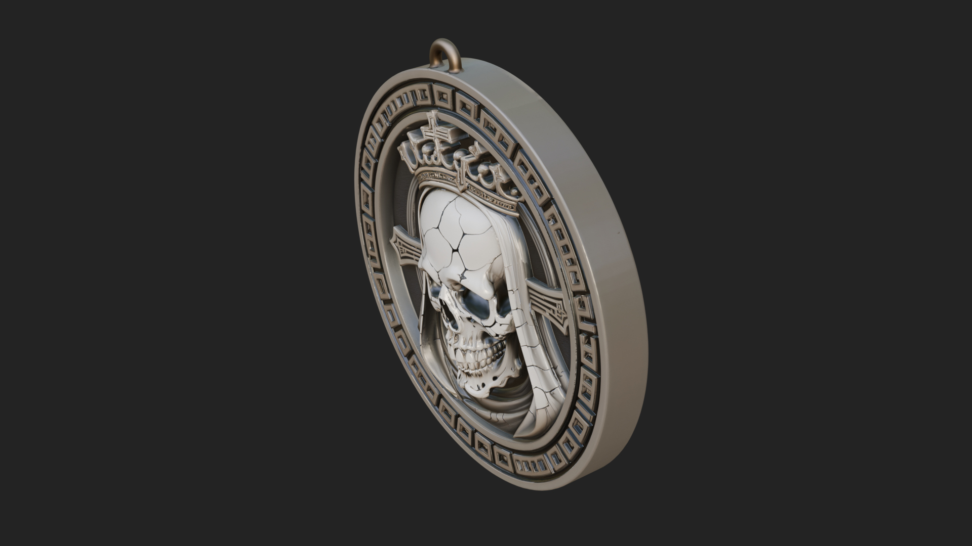 Crowned Skull Oval Relief Plaque Design 6 3D Print Model 3D Model