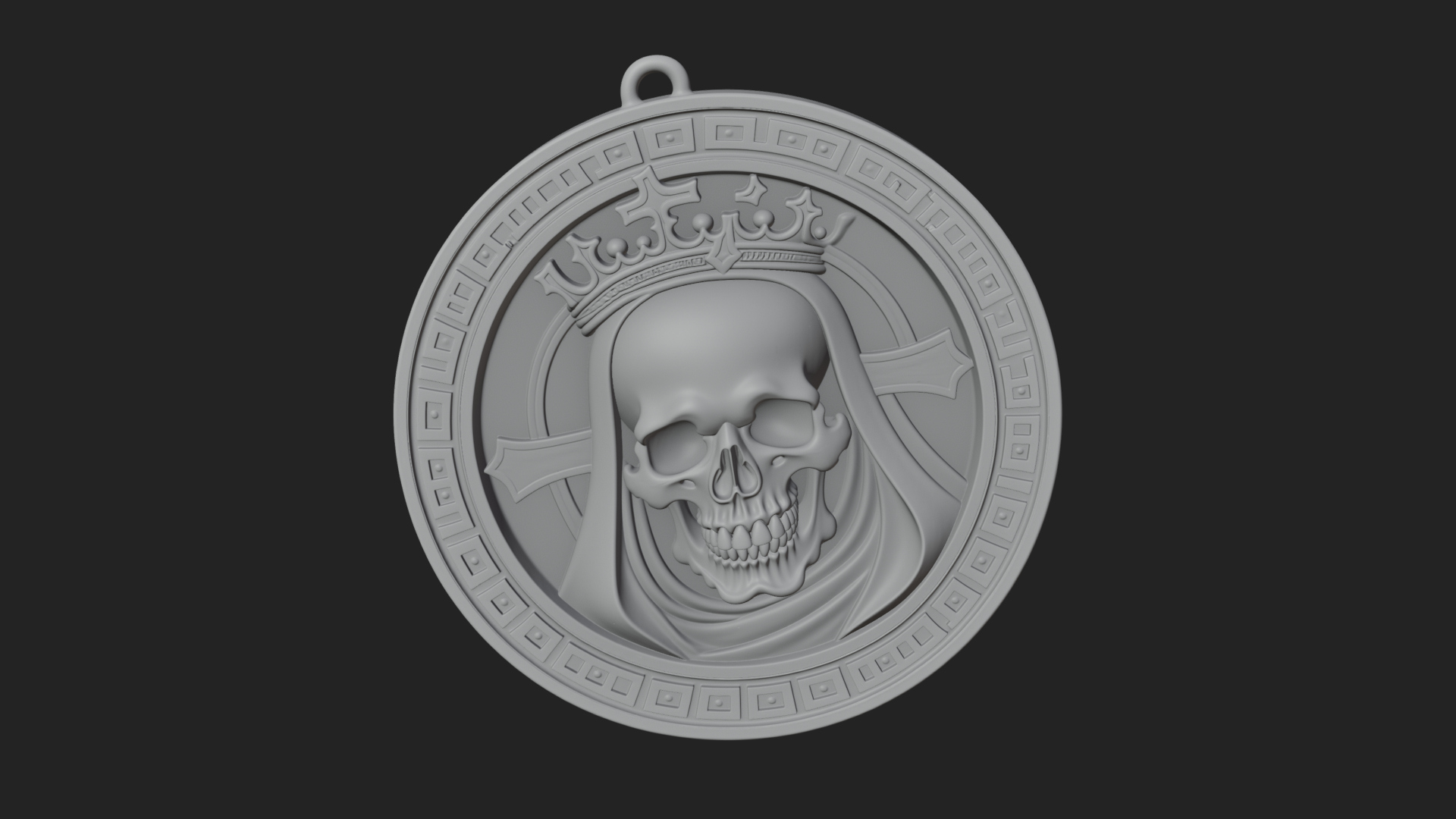 Crowned Skull Oval Relief Plaque Design 6 3D Print Model 3D Model