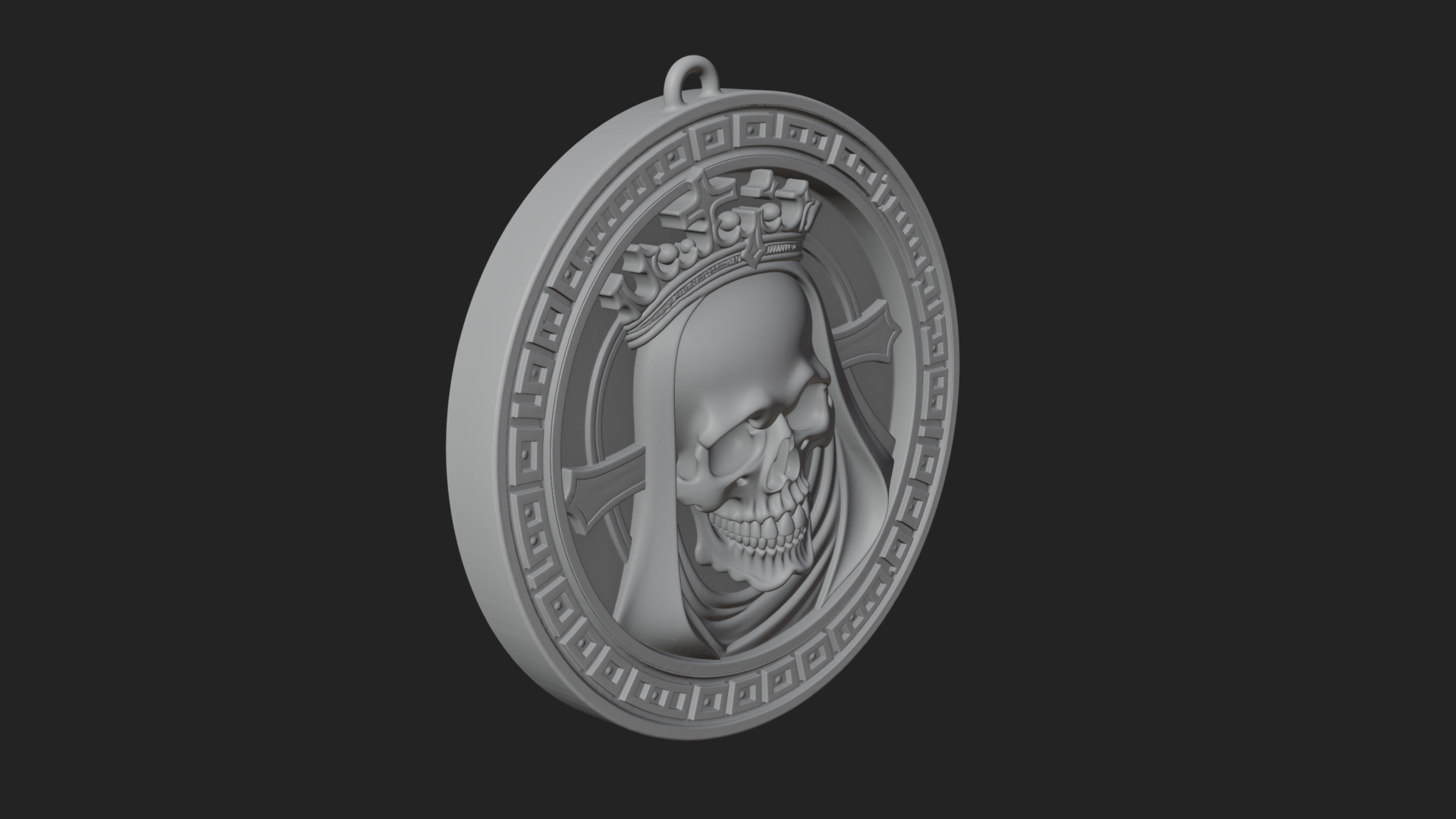 Crowned Skull Oval Relief Plaque Design 6 3D Print Model 3D Model