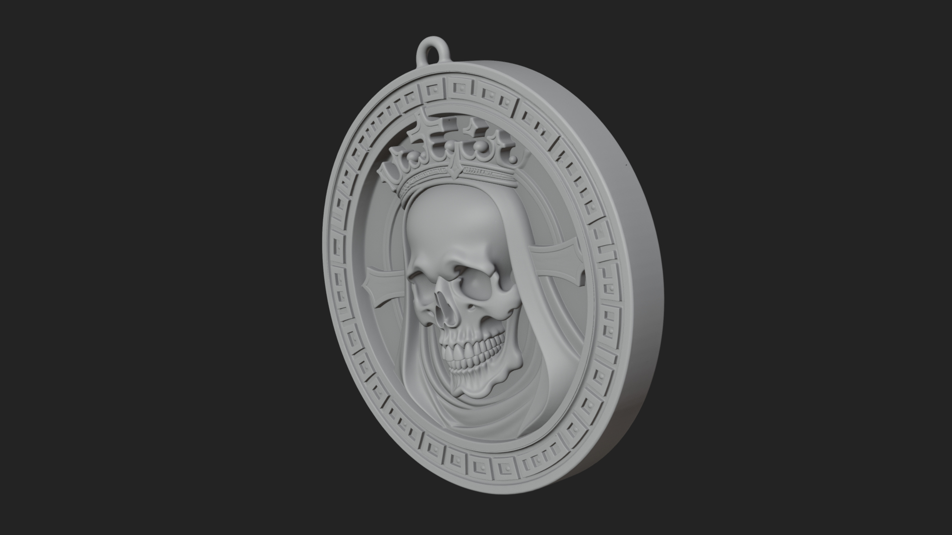 Crowned Skull Oval Relief Plaque Design 6 3D Print Model 3D Model