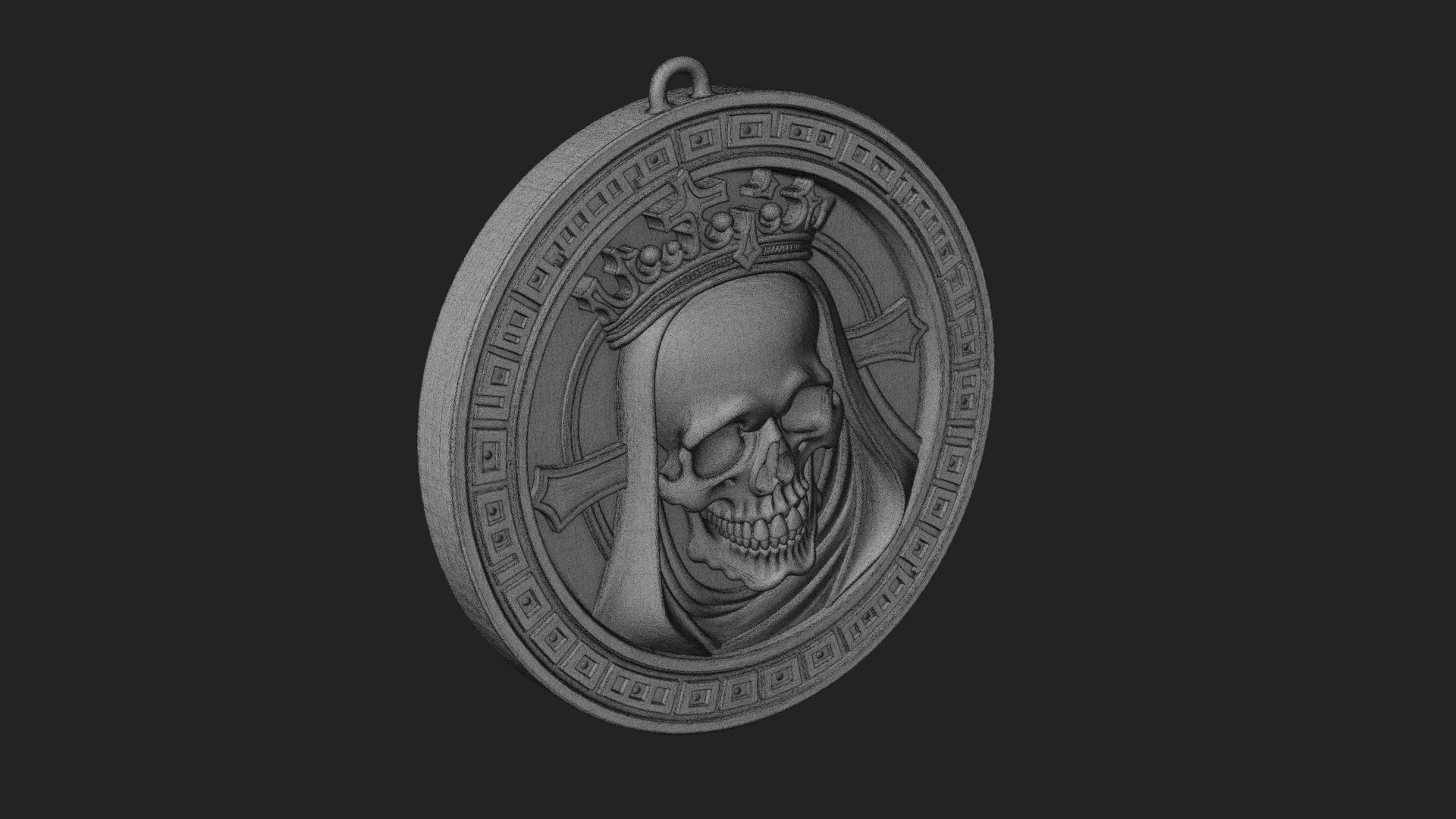 Crowned Skull Oval Relief Plaque Design 6 3D Print Model 3D Model