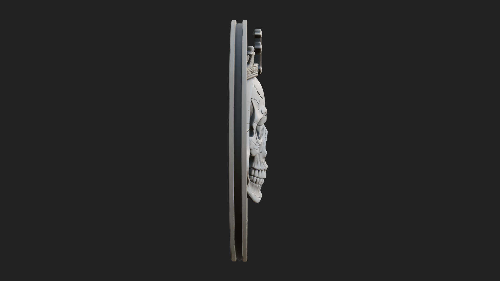 Crowned Skull Oval Relief Plaque Design 7 3D Print Model 3D Model