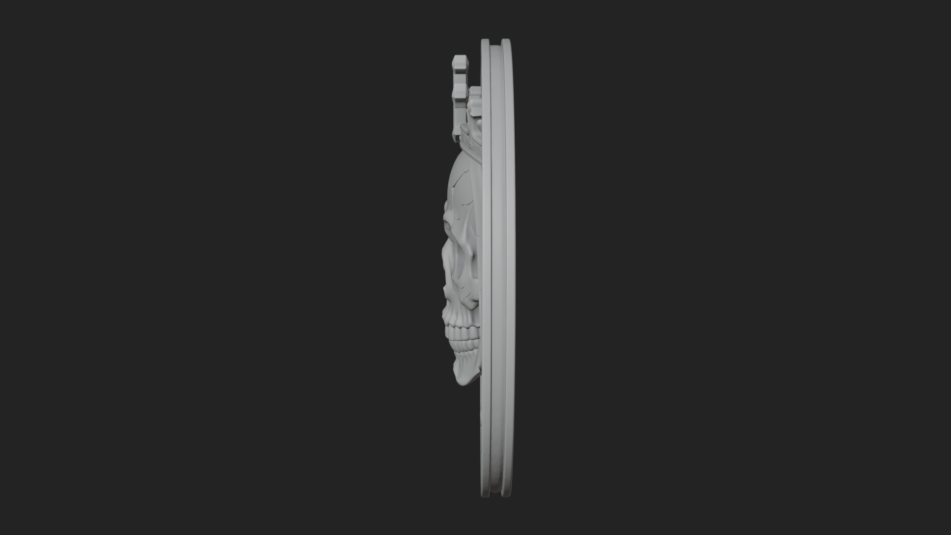 Crowned Skull Oval Relief Plaque Design 7 3D Print Model 3D Model